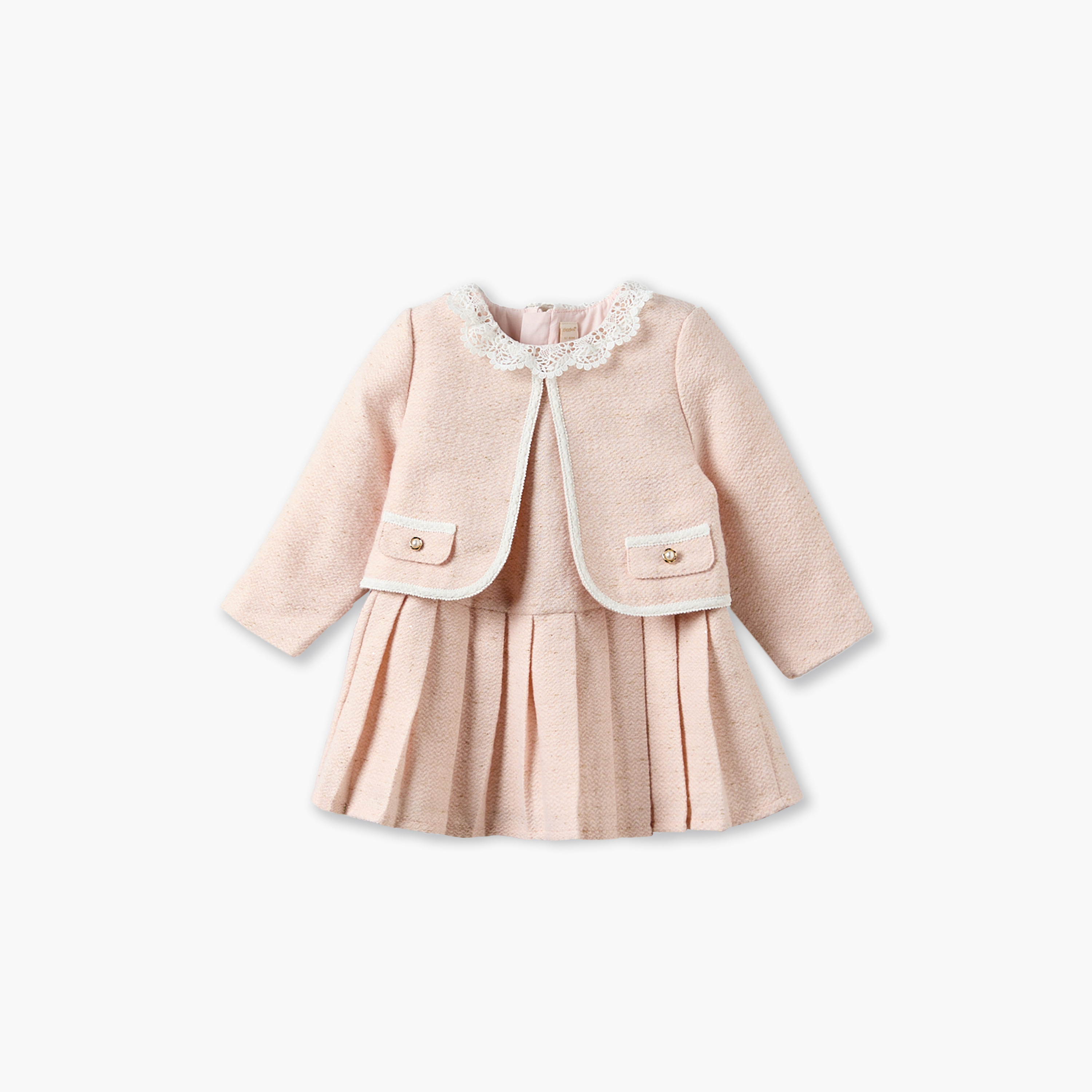 Set of 3 Giggles Round Neck Short Sleeves Knee Length Dress with Jacket and Tights-baby-girls-clothing-dressesandjumpsuits-image-4