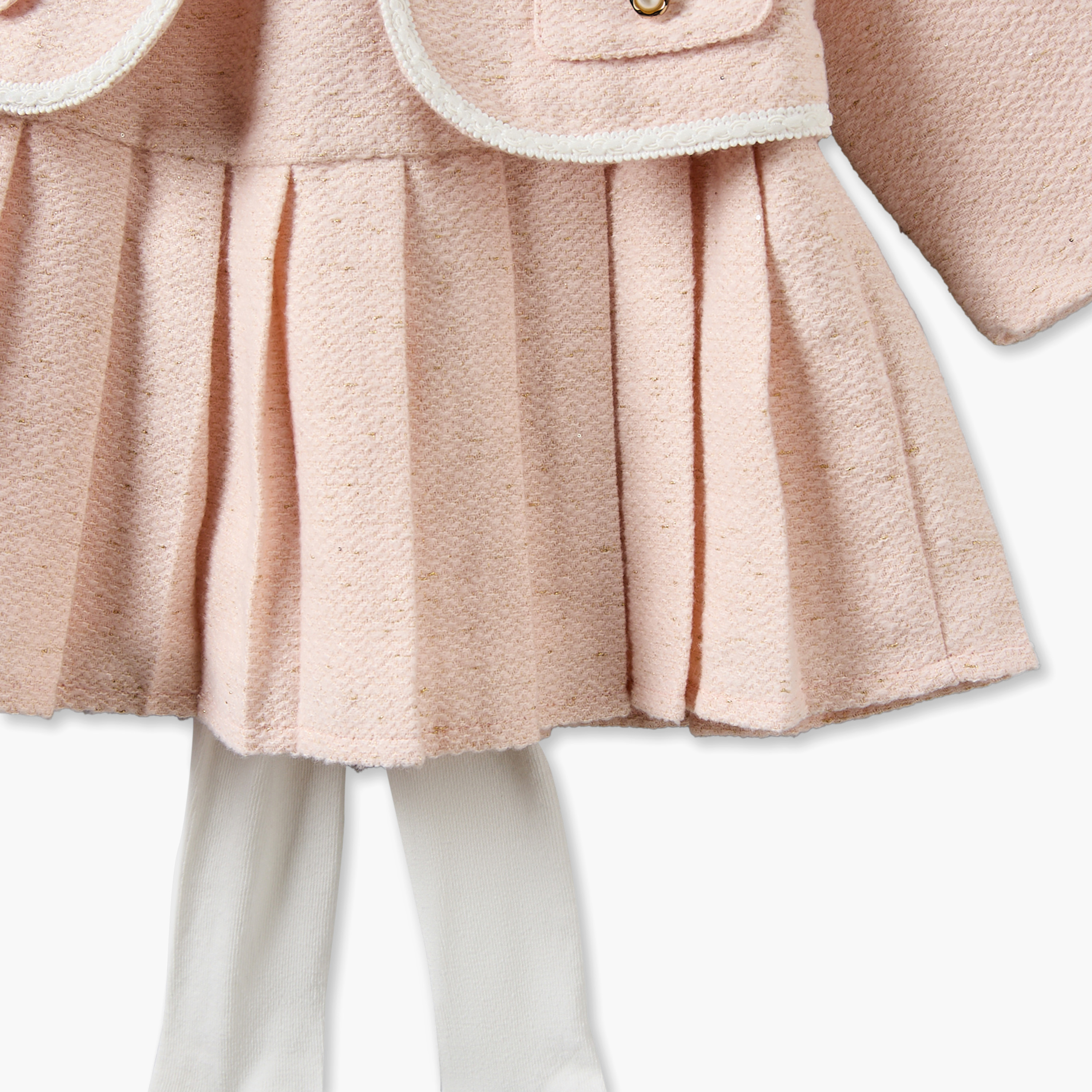 Set of 3 Giggles Round Neck Short Sleeves Knee Length Dress with Jacket and Tights-baby-girls-clothing-dressesandjumpsuits-image-7
