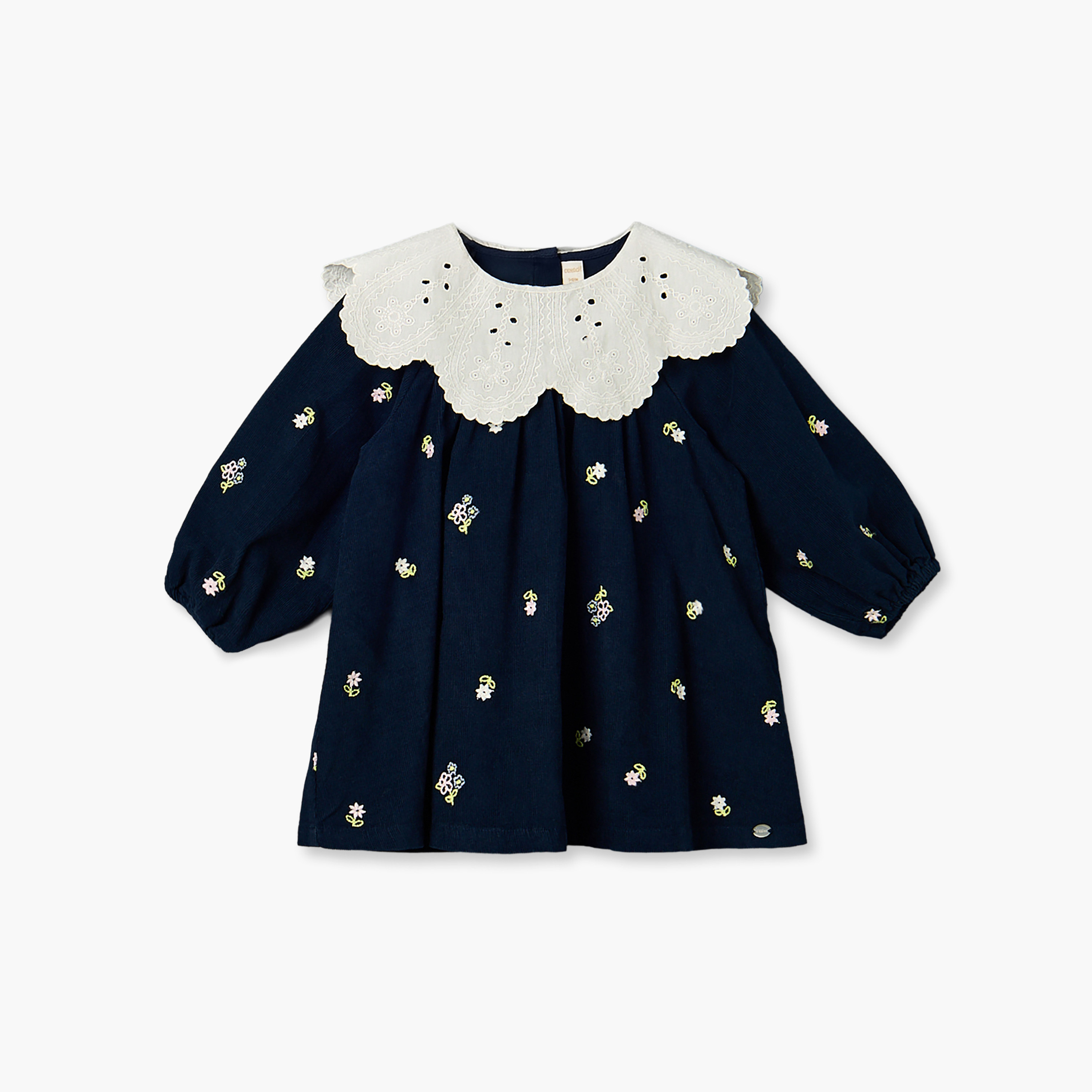 Giggles Collared Long Sleeves Knee Length A-line Dress with Headband-baby-girls-clothing-dressesandjumpsuits-image-3