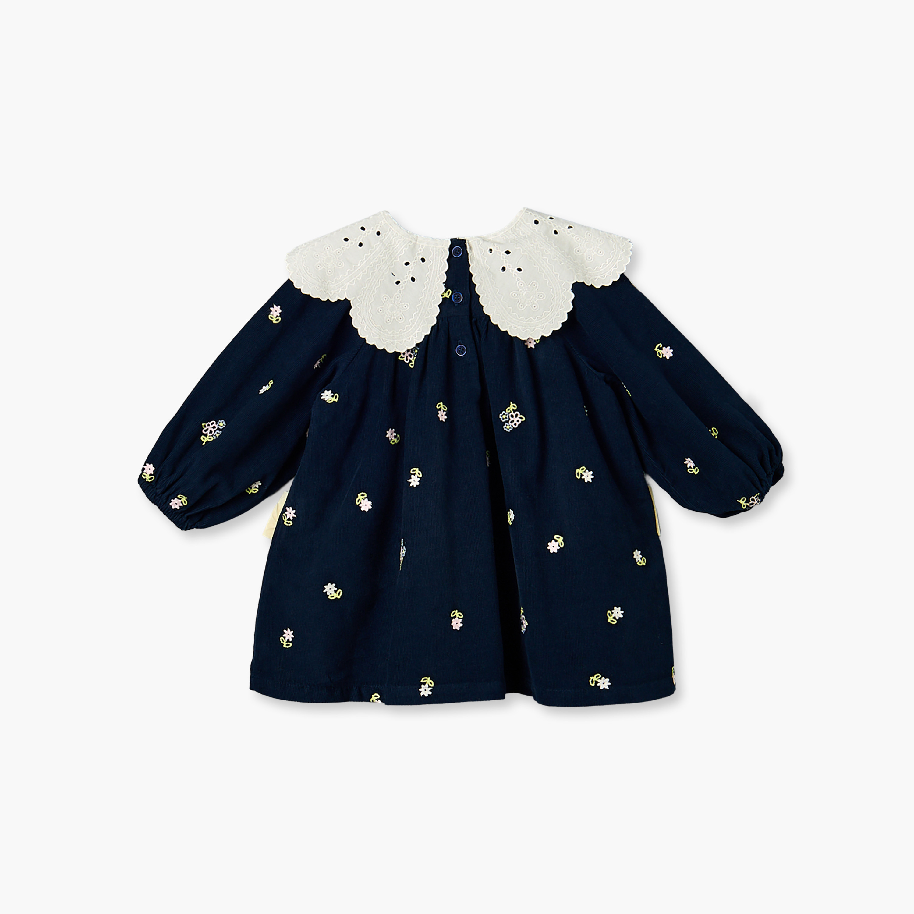 Giggles Collared Long Sleeves Knee Length A-line Dress with Headband-baby-girls-clothing-dressesandjumpsuits-image-4