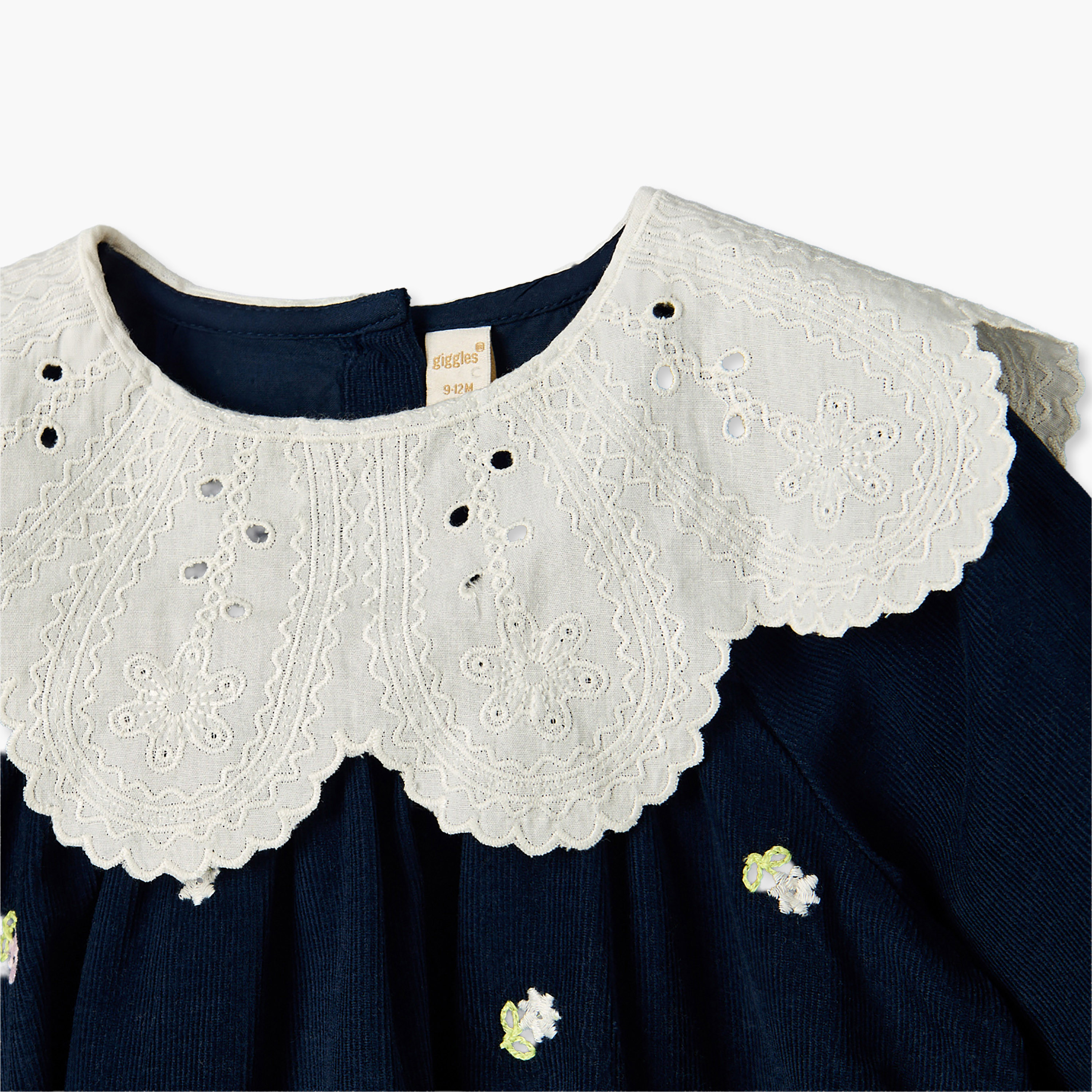Giggles Collared Long Sleeves Knee Length A-line Dress with Headband-baby-girls-clothing-dressesandjumpsuits-image-6