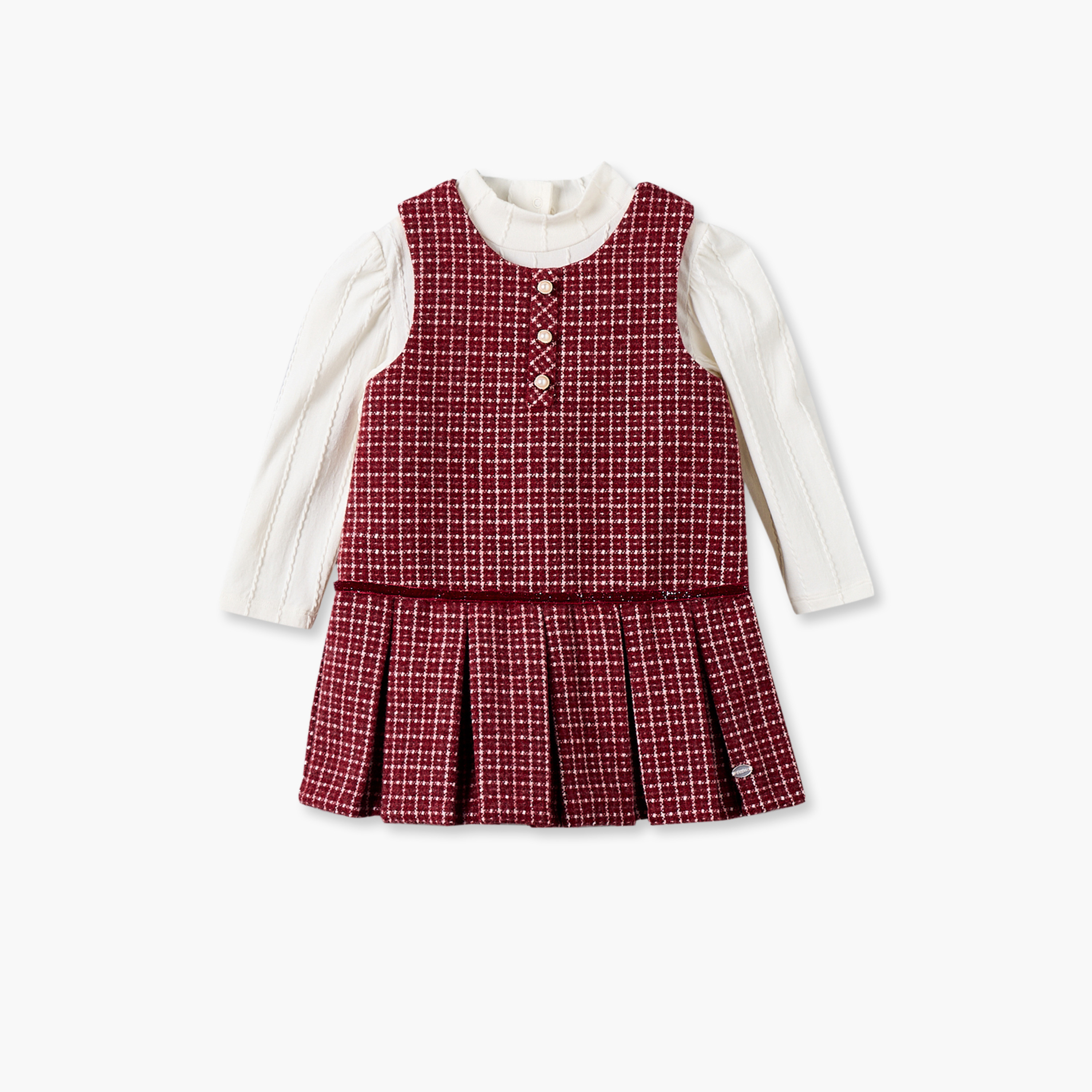 Giggles Round Neck Sleeveless Pinafore Dress and Top with Tights-baby-girls-clothing-dressesandjumpsuits-image-3