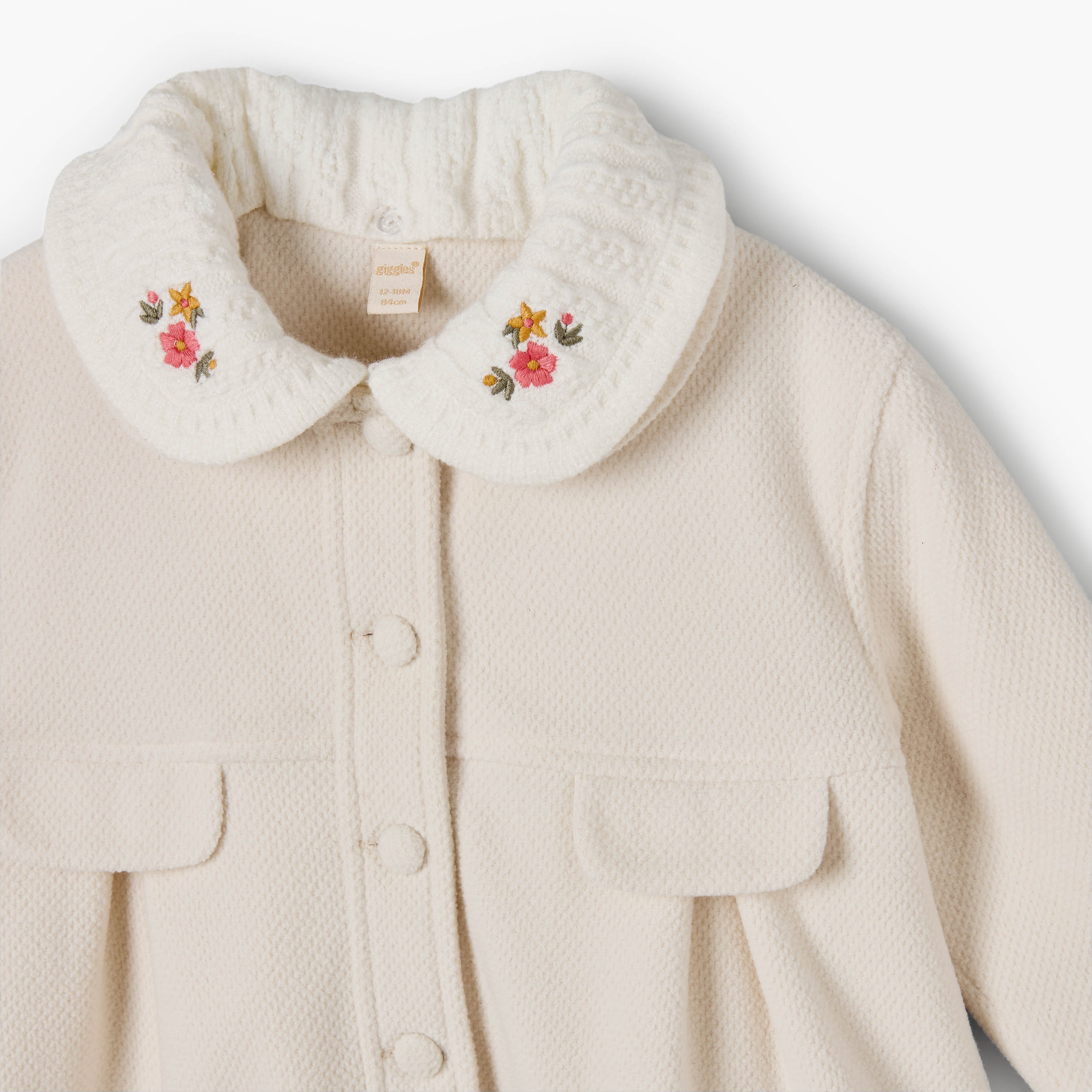 جاكيت  بتطريزات زهرية وأزرار إغلاق من جيجلز-baby-girls-clothing-winterwear-jacketsandcoats-image-4