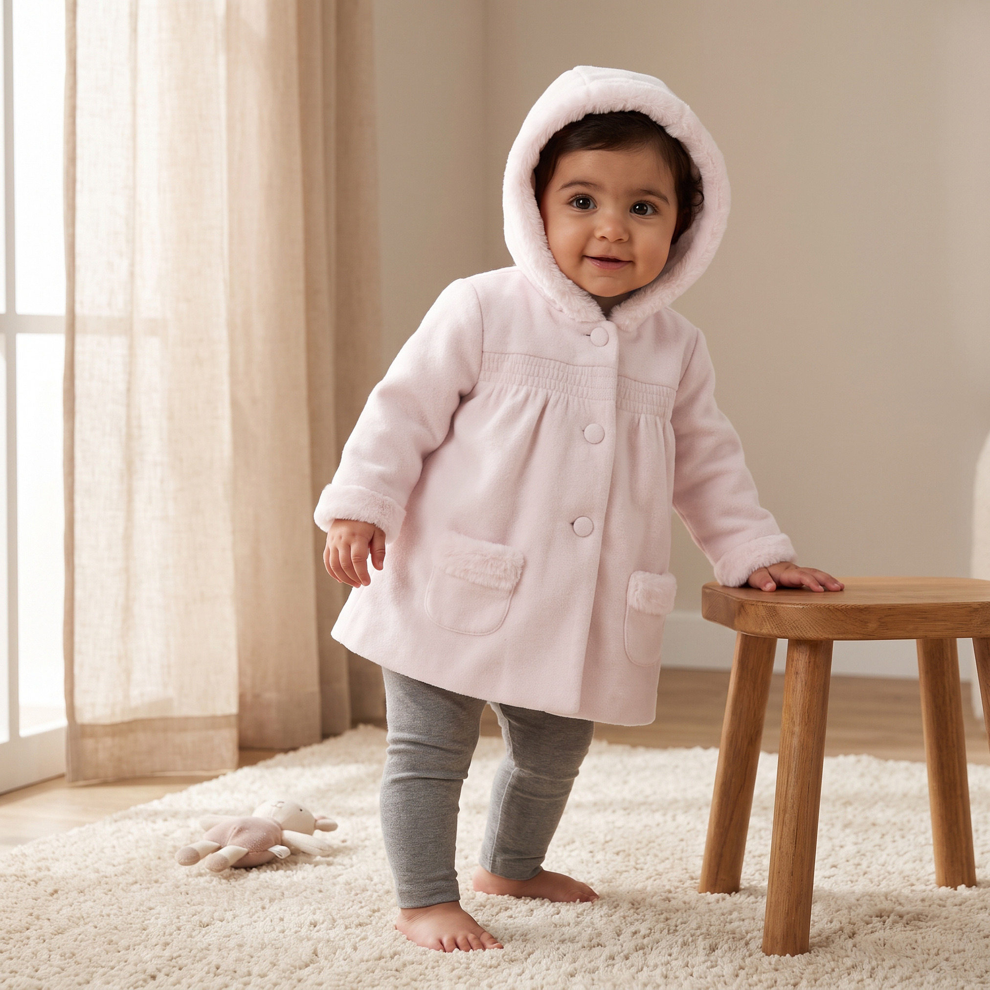 Giggles Hooded Jacket with Button Closure-baby-girls-clothing-winterwear-jacketsandcoats-image-1