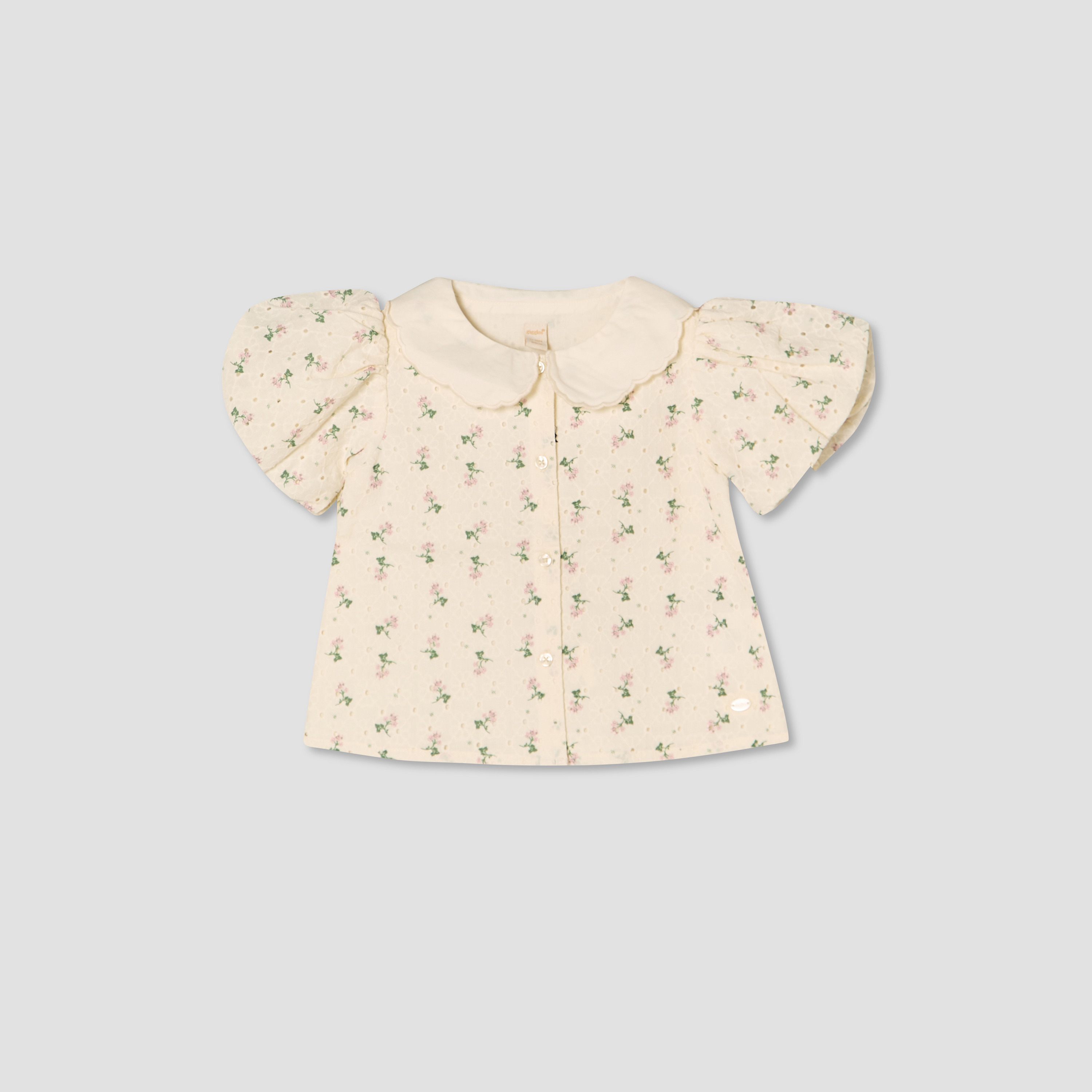 Giggles Collared Short Sleeves Shirt and Skirt Set with Floral Print-baby-girls-clothing-setsandcoords-image-2