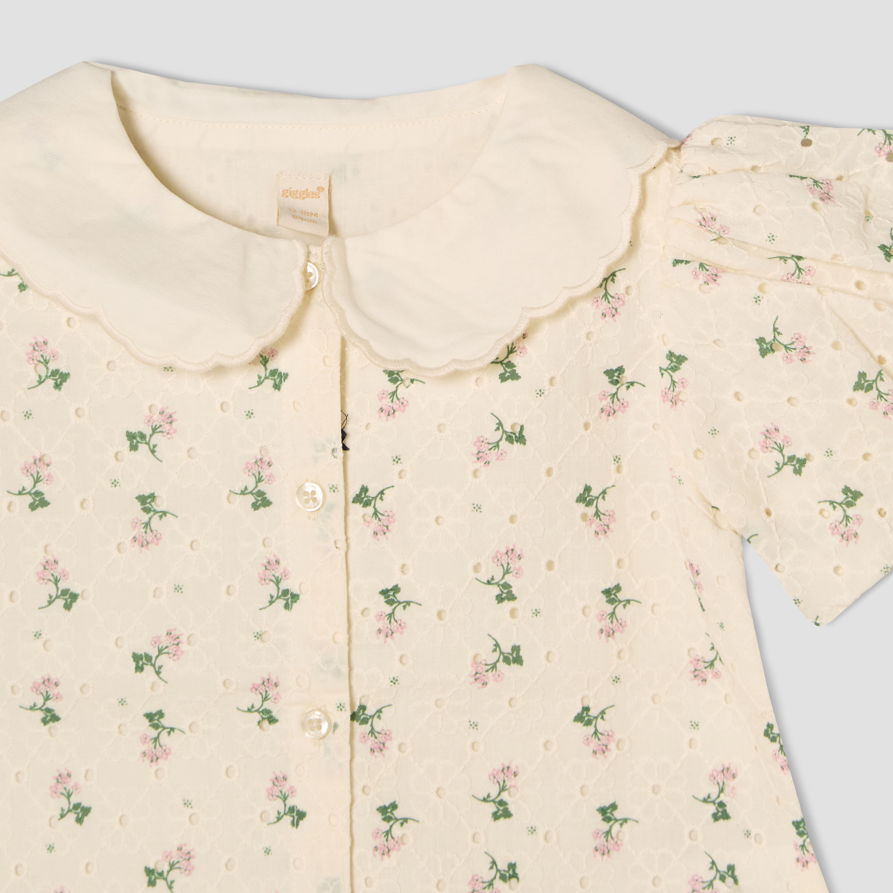 Giggles Collared Short Sleeves Shirt and Skirt Set with Floral Print-baby-girls-clothing-setsandcoords-image-6