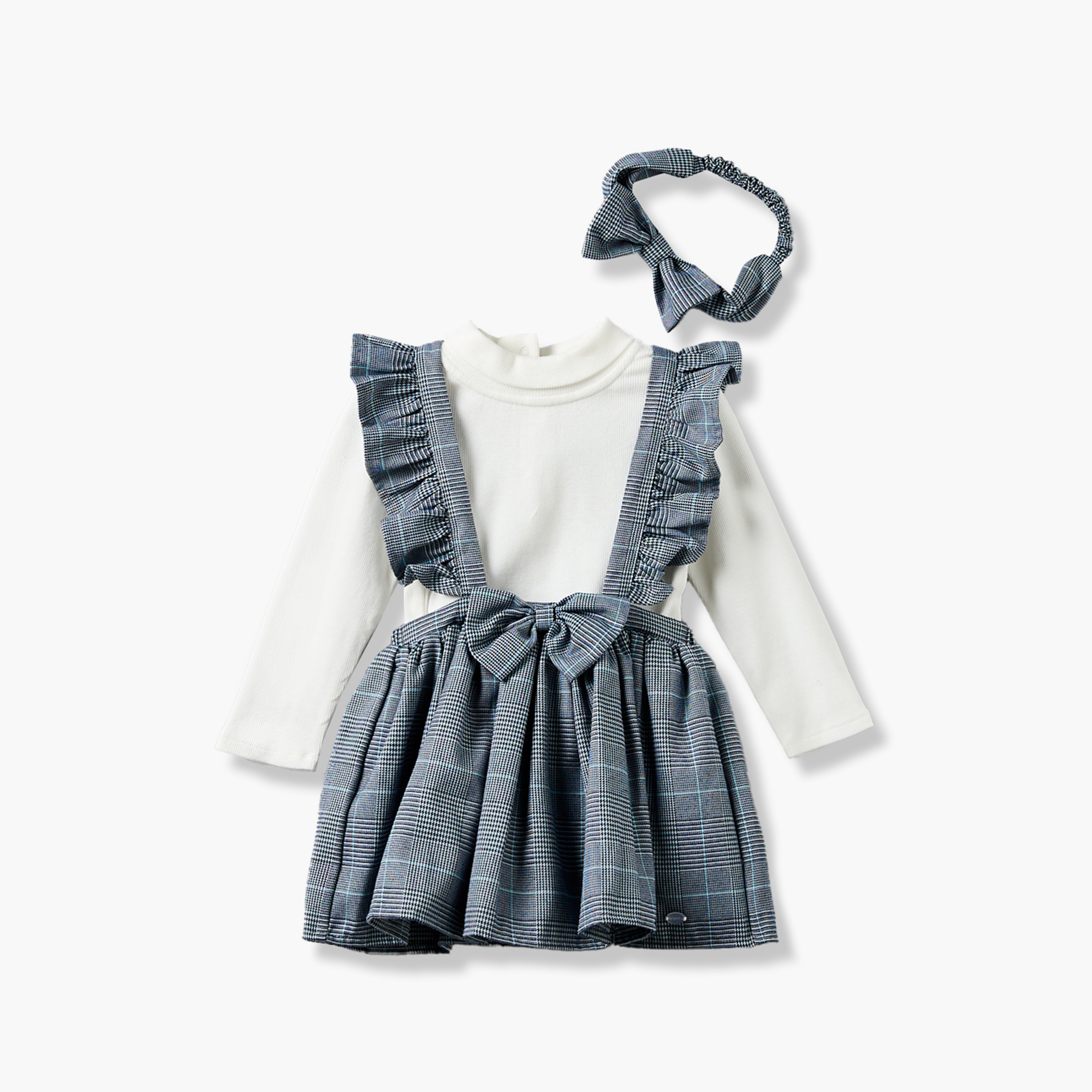 Giggles High Neck Long Sleeves Top and Pinafore Dress with Headband-baby-girls-clothing-setsandcoords-image-2