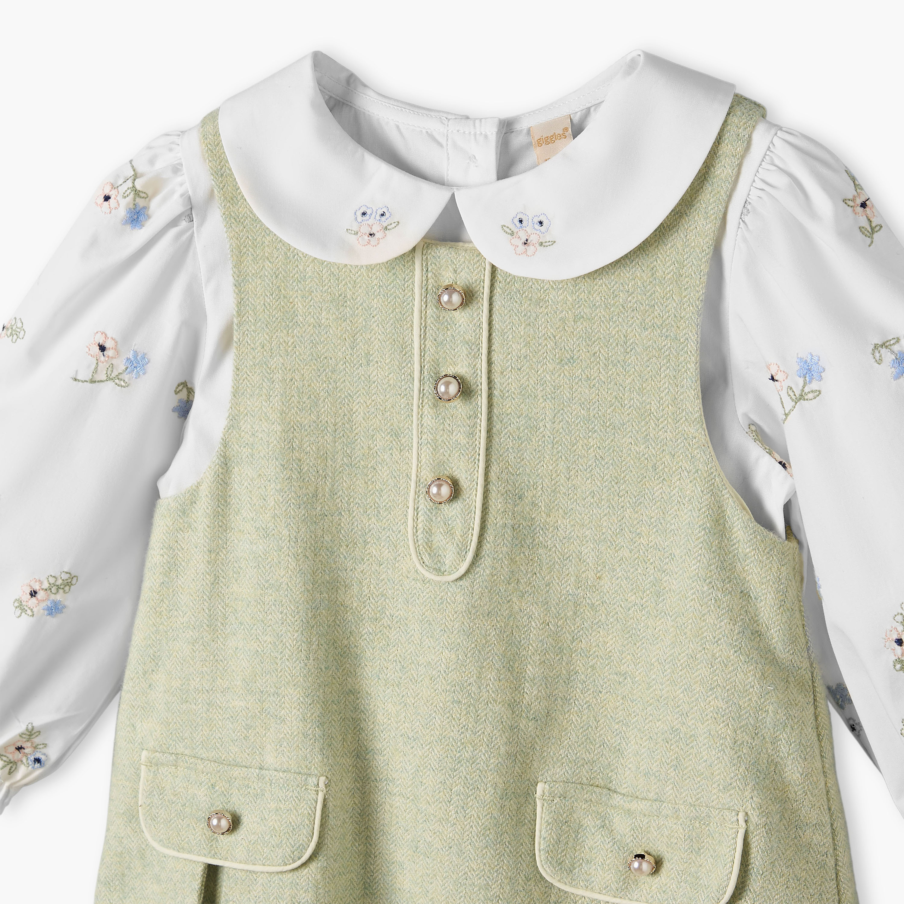 Giggles Peter Pan Collar Long Sleeves Top and Pinafore Set with Tights-baby-girls-clothing-setsandcoords-image-10