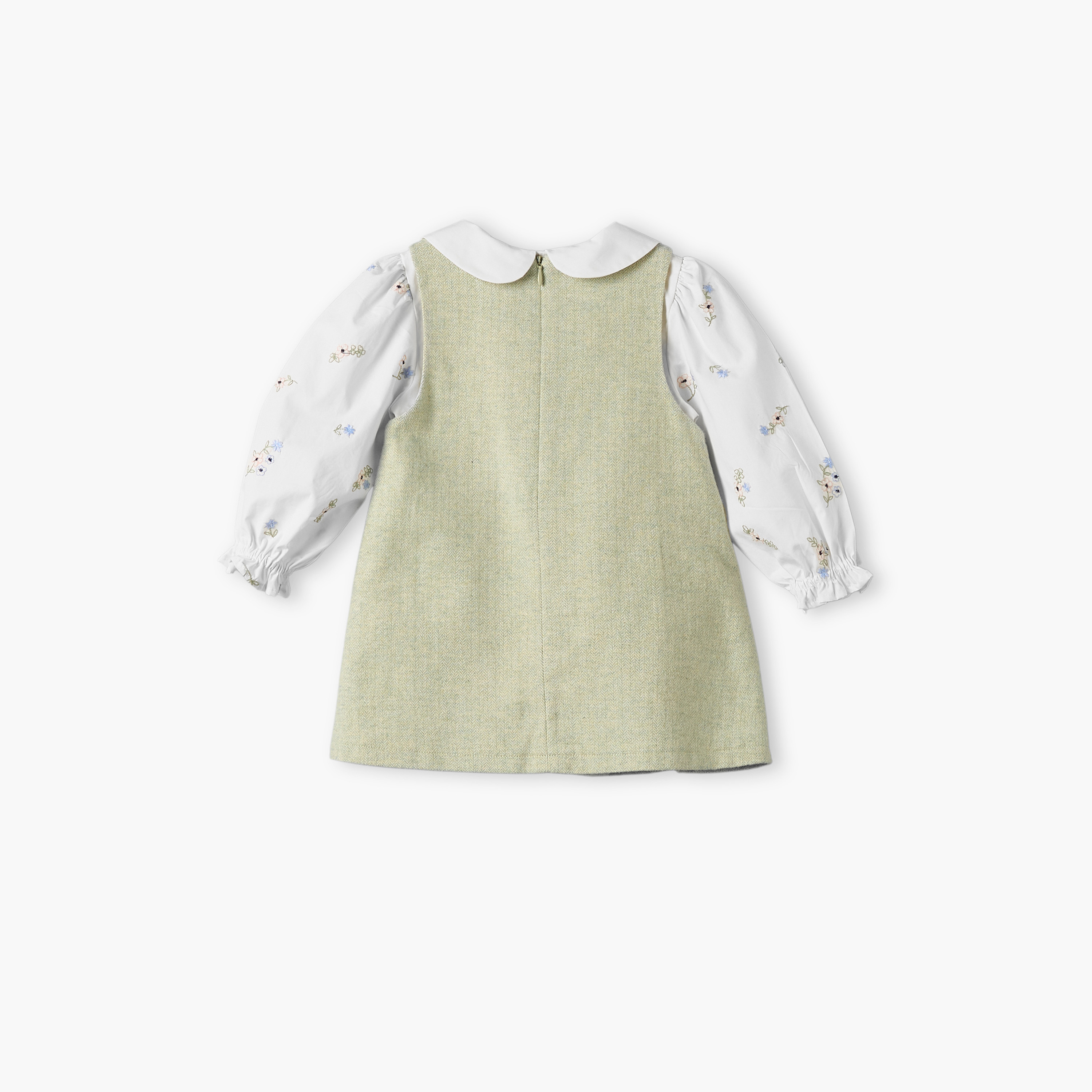 Giggles Peter Pan Collar Long Sleeves Top and Pinafore Set with Tights-baby-girls-clothing-setsandcoords-image-4
