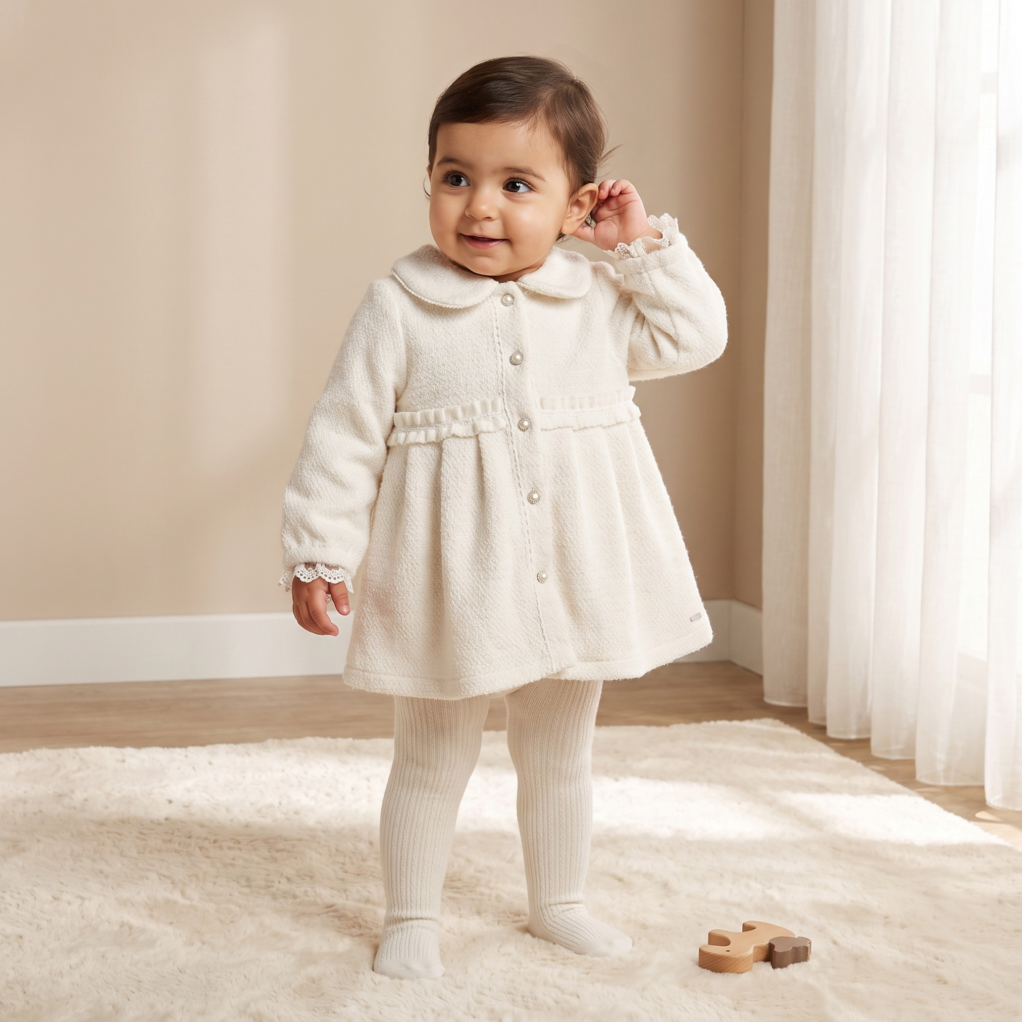 Giggles Collared Long Sleeves Top and Tights Set with Hairband-baby-girls-clothing-setsandcoords-image-1