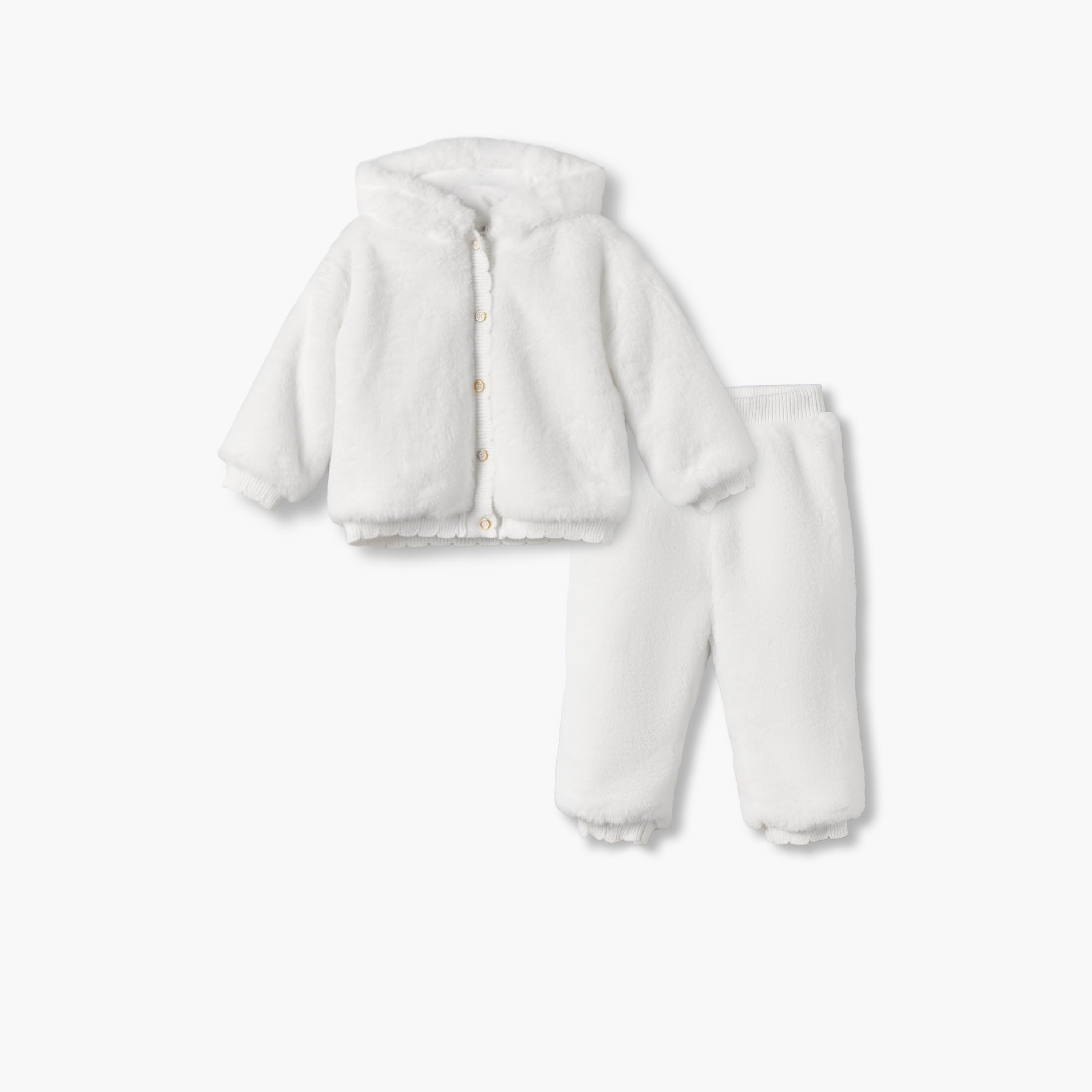 Giggles Hooded Neck Long Sleeves Jacket and Pants Set with Button Closure-baby-girls-clothing-setsandcoords-image-2