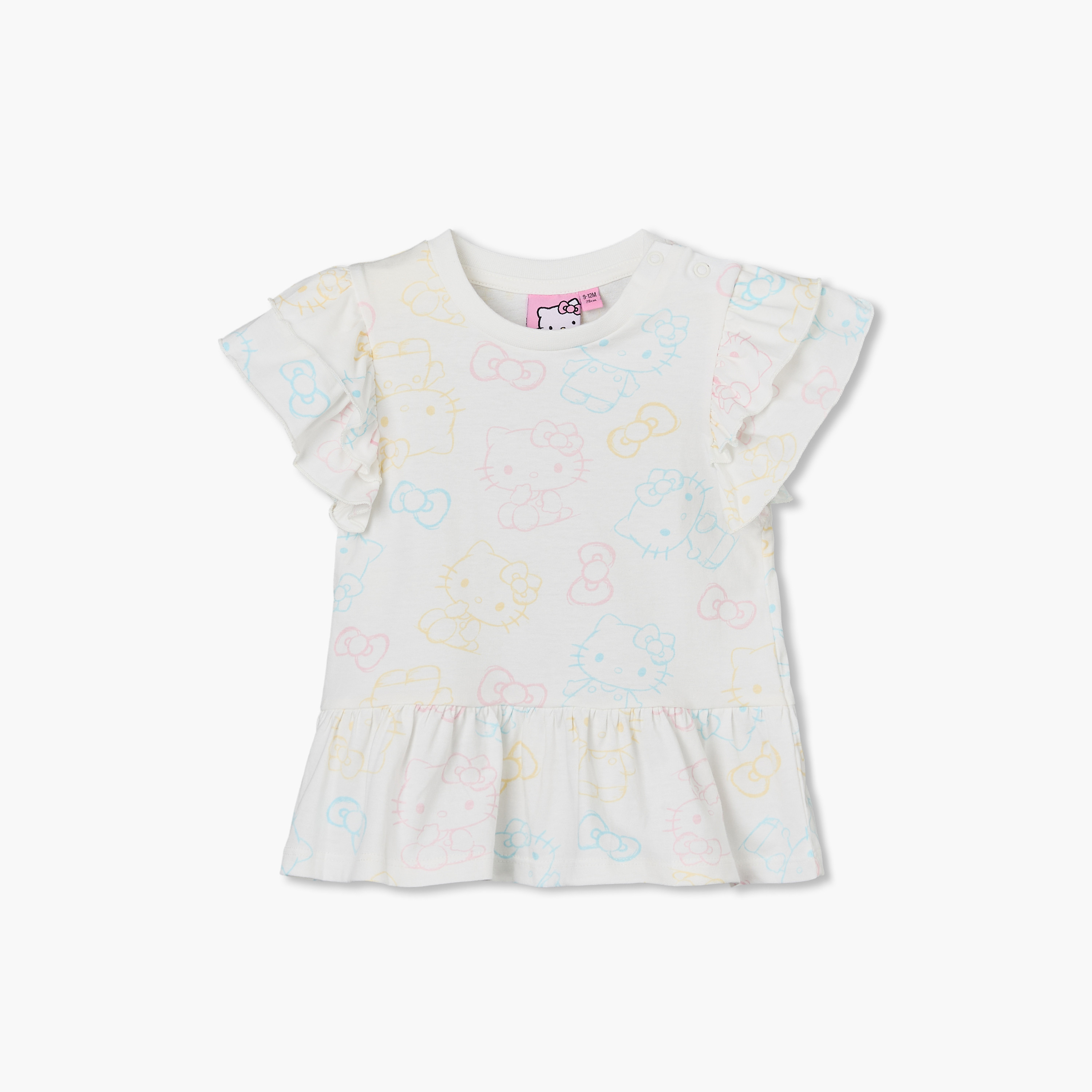 Pack of 2 Sanrio Crew Neck Sleeveless T-shirt with Hello Kitty Print-baby-girls-clothing-tshirts-image-3