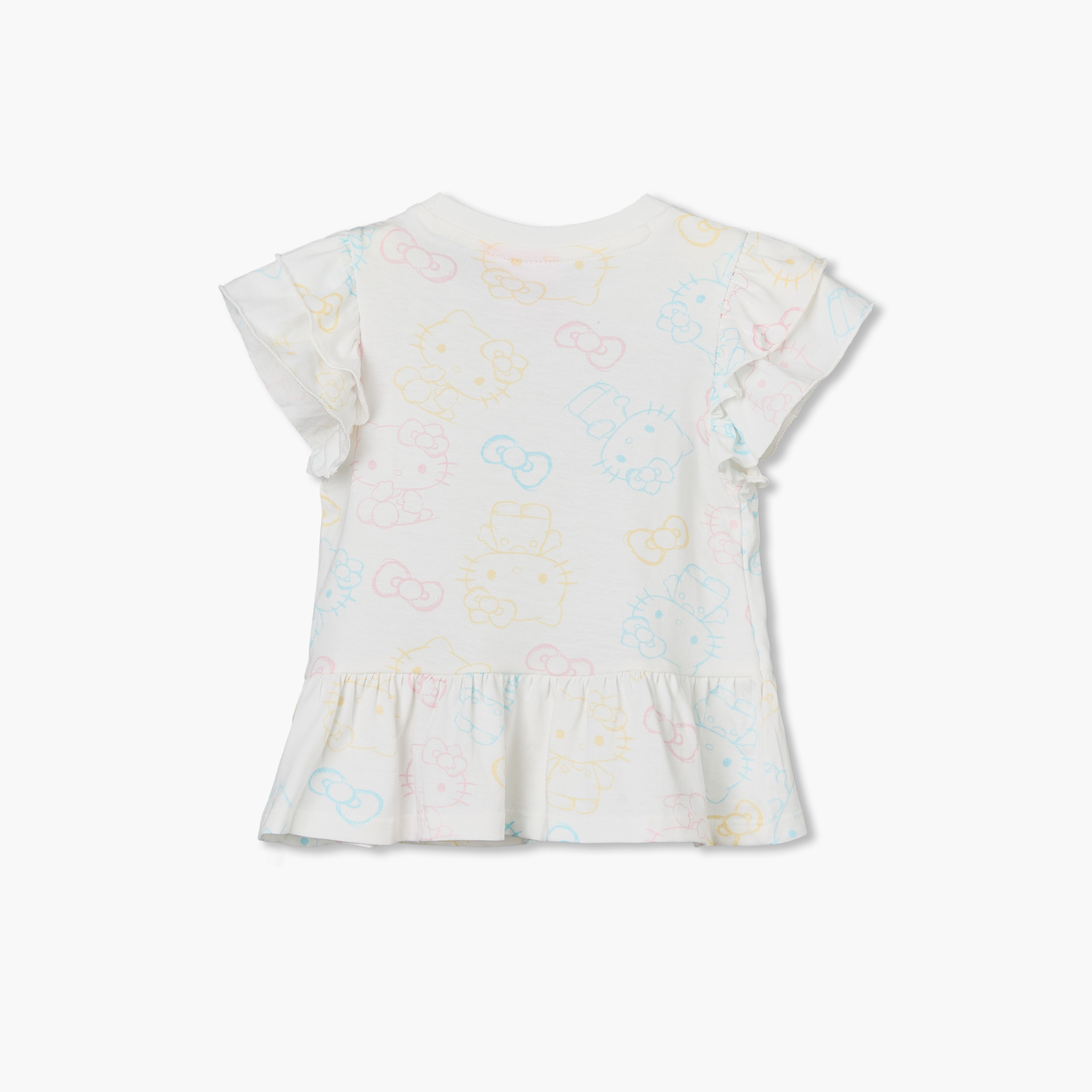 Pack of 2 Sanrio Crew Neck Sleeveless T-shirt with Hello Kitty Print-baby-girls-clothing-tshirts-image-4
