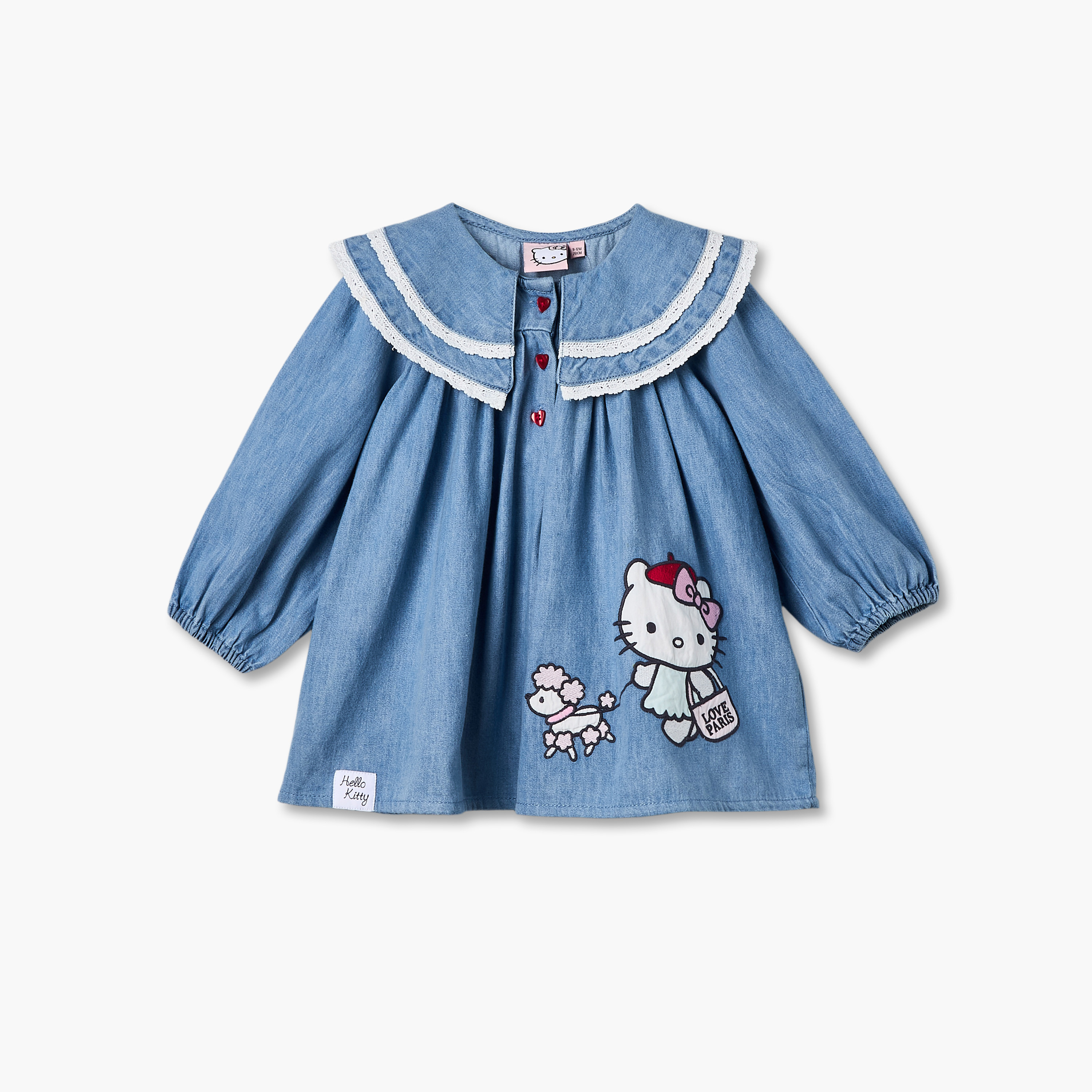 فستان إيه لاين طول الركبة بياقة بيتر بان وأكمام طويلة وطبعات من سانريو-baby-girls-clothing-dressesandjumpsuits-image-2