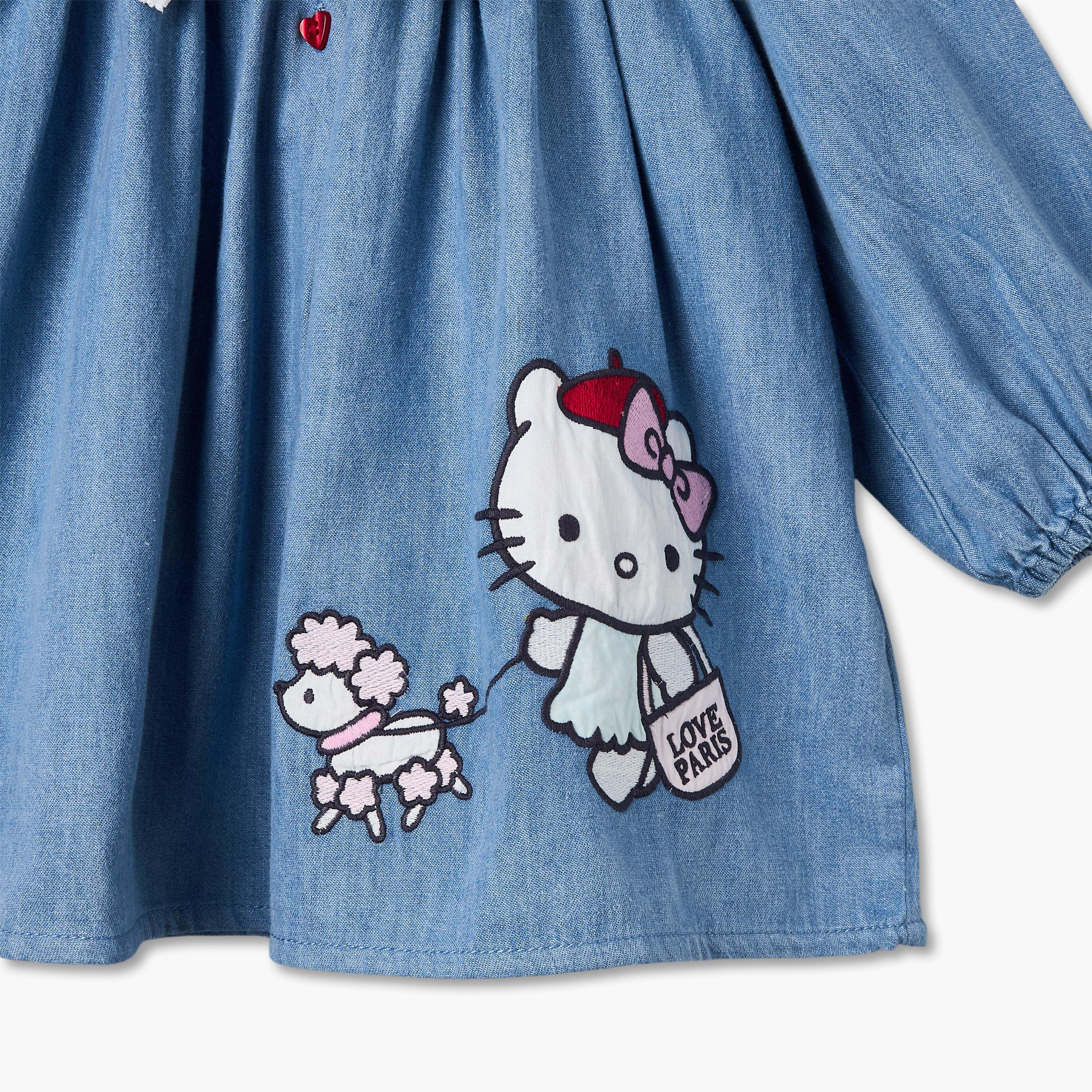 فستان إيه لاين طول الركبة بياقة بيتر بان وأكمام طويلة وطبعات من سانريو-baby-girls-clothing-dressesandjumpsuits-image-6