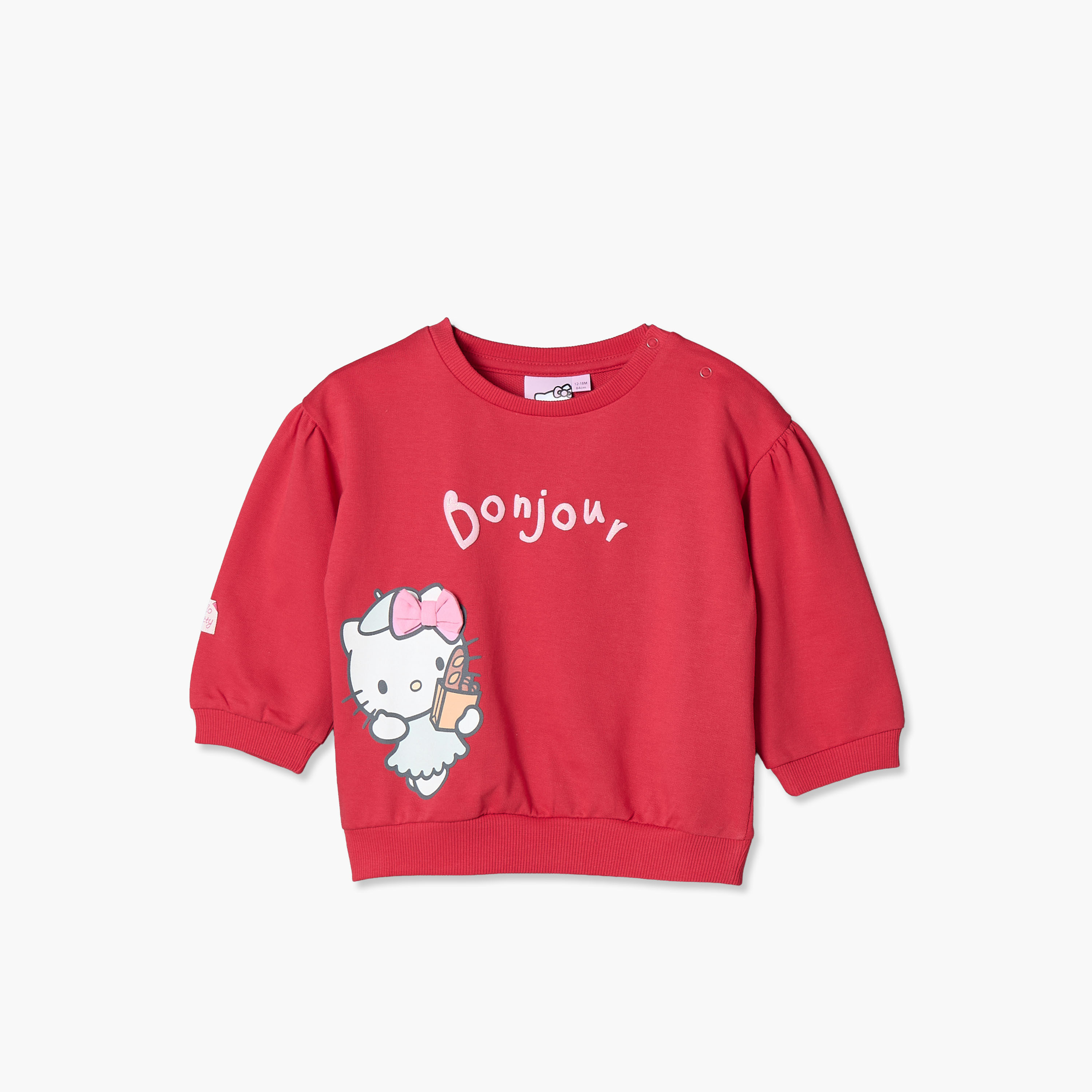 Sanrio Hello Kitty Print Sweatshirt with Long Sleeves-baby-girls-clothing-winterwear-sweatshirts-image-1