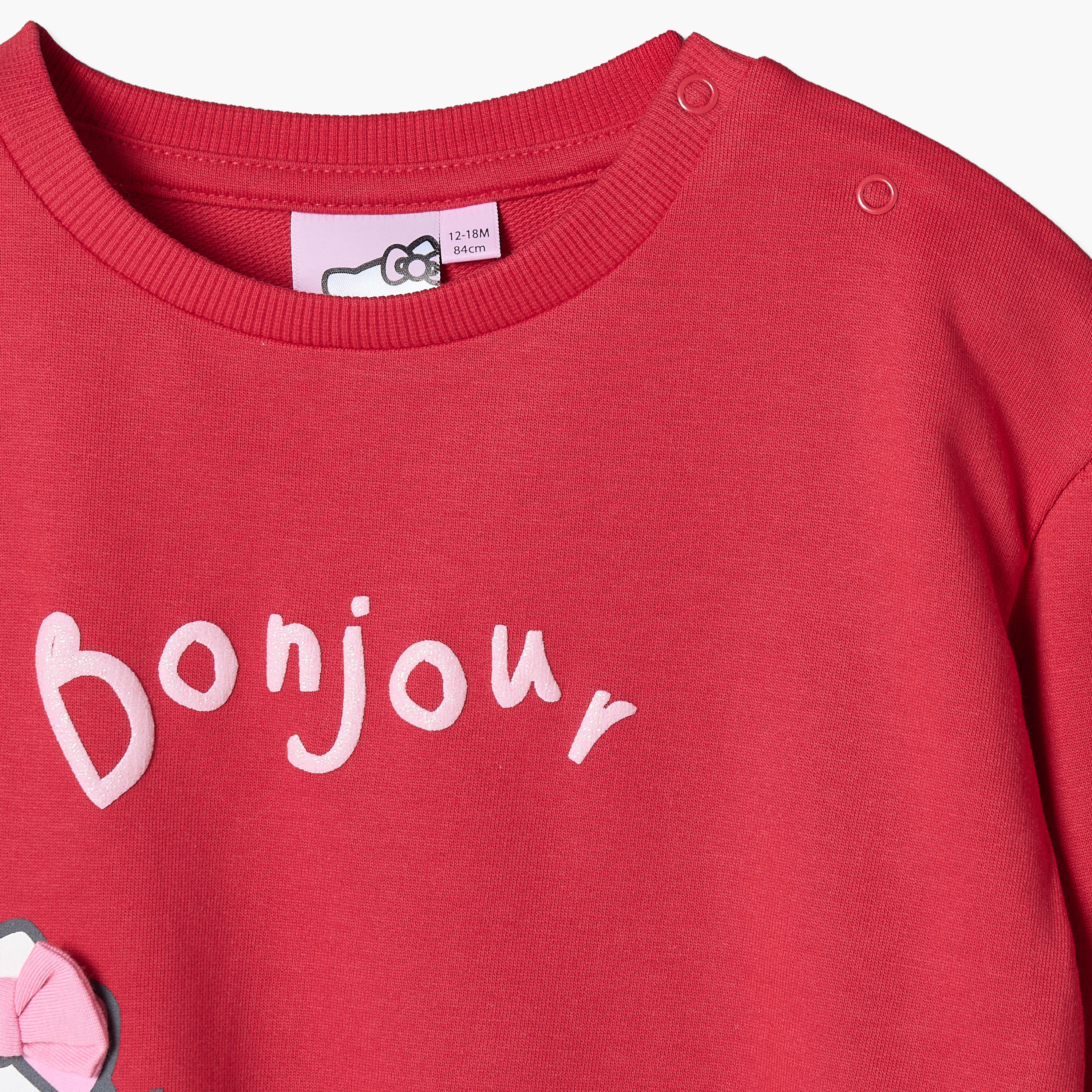 Sanrio Hello Kitty Print Sweatshirt with Long Sleeves-baby-girls-clothing-winterwear-sweatshirts-image-3