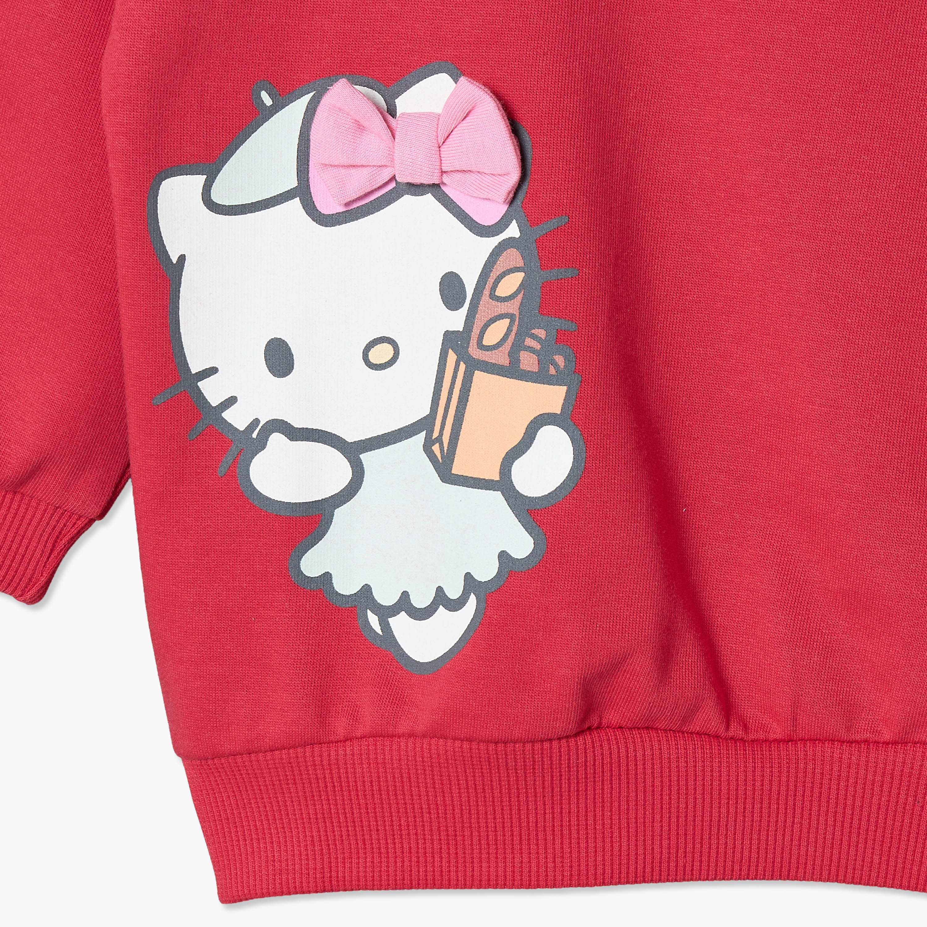 Sanrio Hello Kitty Print Sweatshirt with Long Sleeves-baby-girls-clothing-winterwear-sweatshirts-image-4