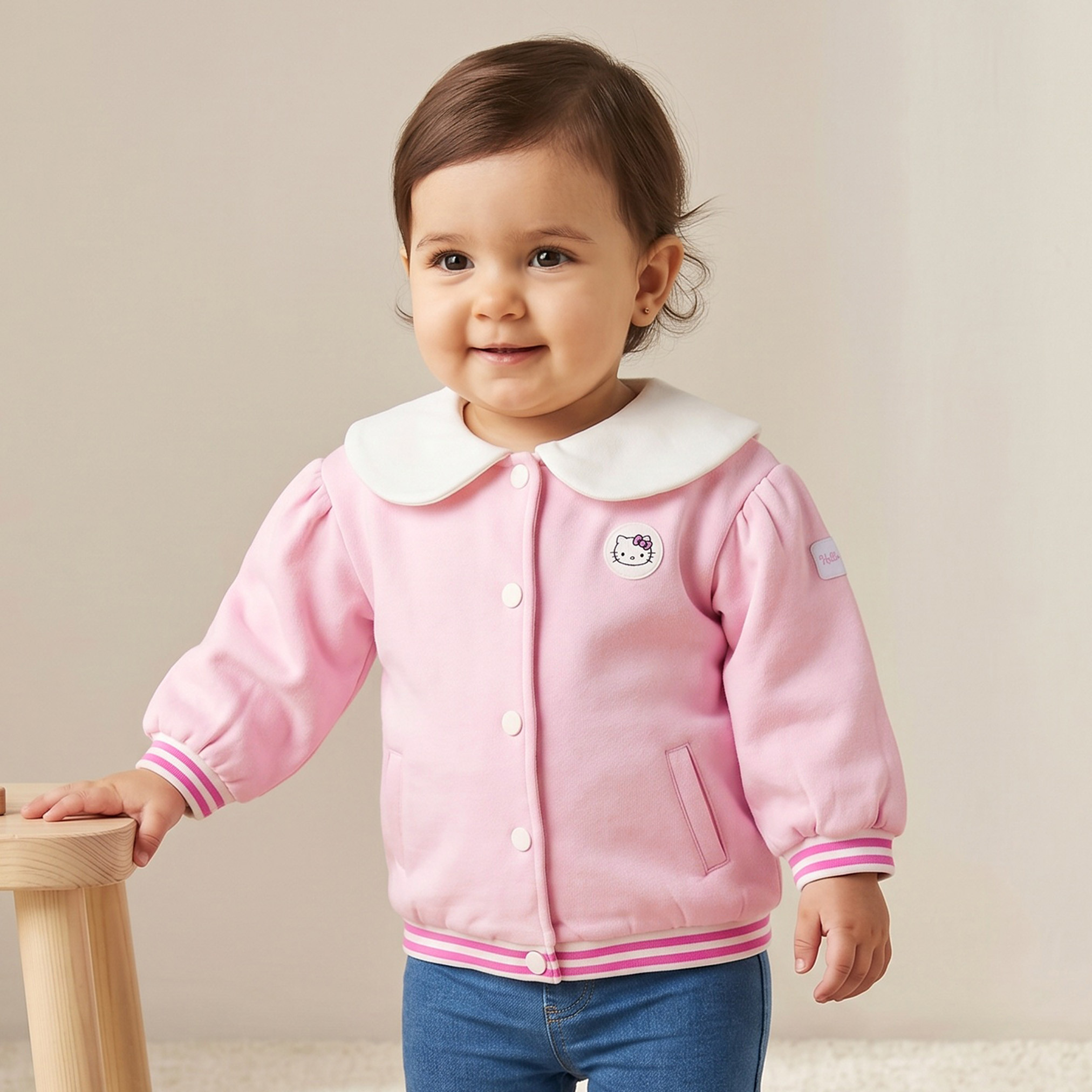 Sanrio Hello Kitty Accent Jacket with Long Sleeves-baby-girls-clothing-winterwear-jacketsandcoats-image-1