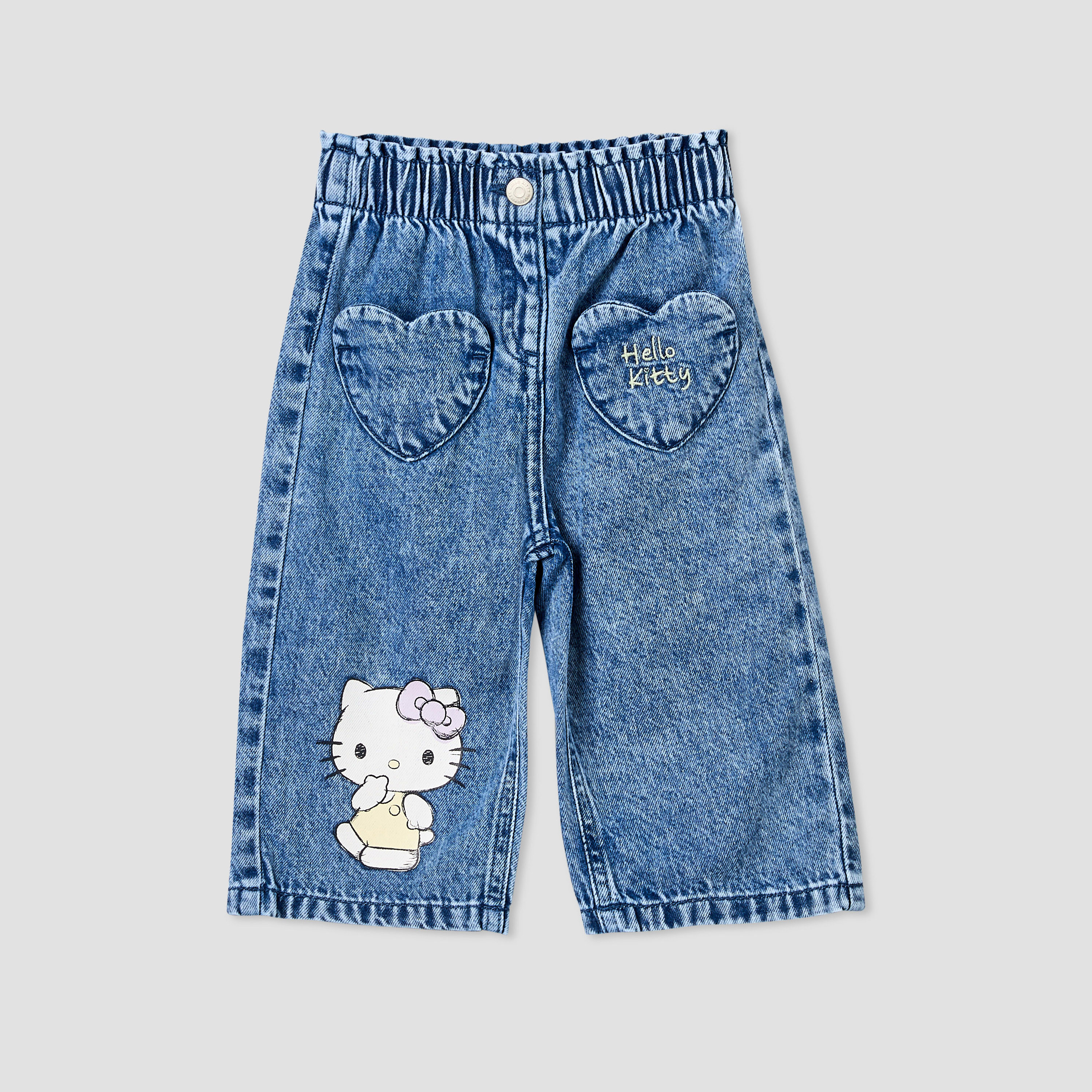 بنطلون جينز بخصر مطاطي وطبعة هلو كيتي من سانريو-baby-girls-clothing-bottoms-jeans-image-2