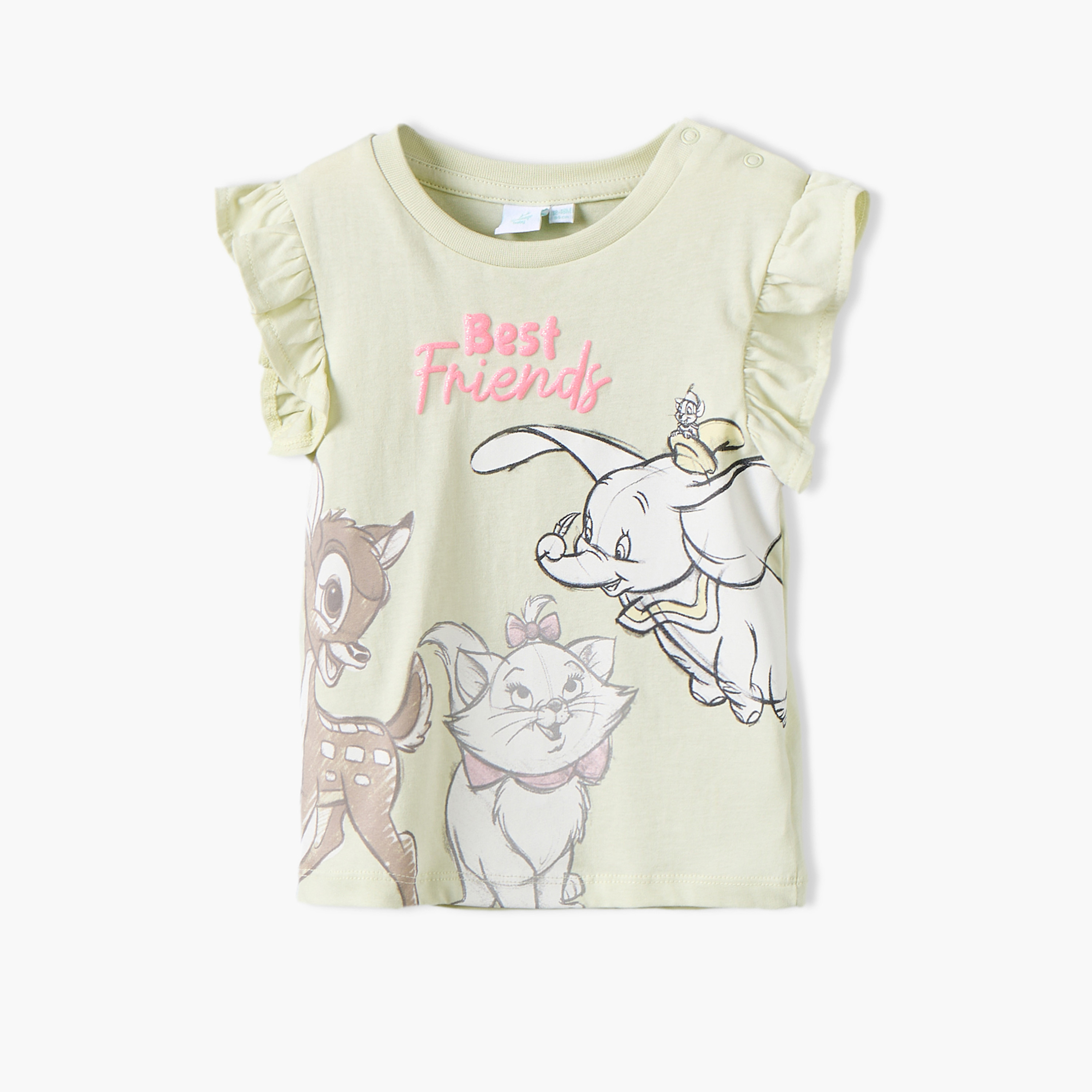 Pack of 2 Disney Crew Neck Sleeveless T-shirt with Marie Print-baby-girls-clothing-tshirts-image-3