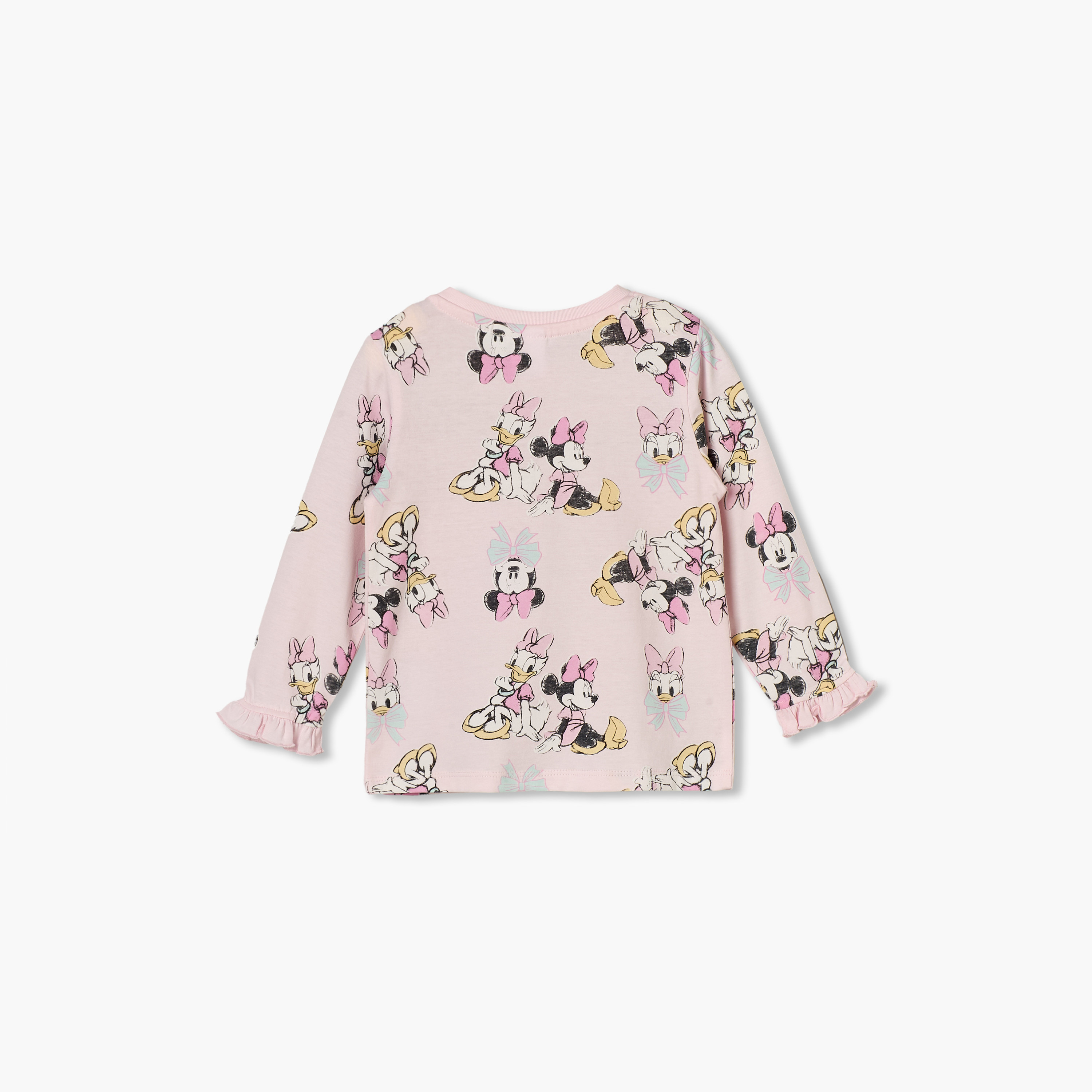 طقم تيشيرتات بياقة مستديرة وأكمام طويلة بطبعة ميني ماوس وديزي من ديزني - قطعتين-baby-girls-clothing-tshirts-image-5