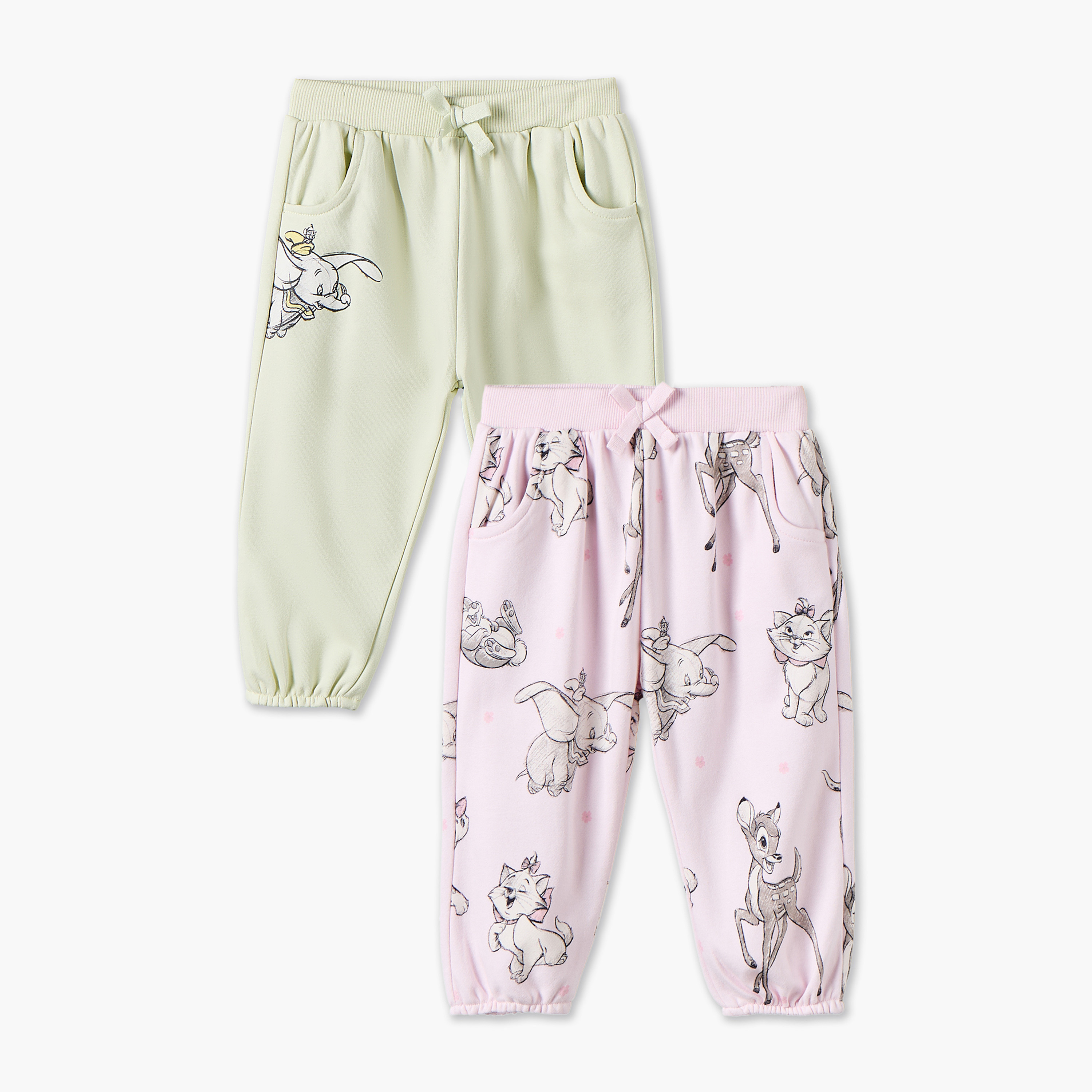بنطلون رياضي بخصر مطاطي بطبعات شخصيات كرتونية من ديزني  - عبوة من قطعتين-baby-girls-clothing-bottoms-joggersandtrackpants-image-1