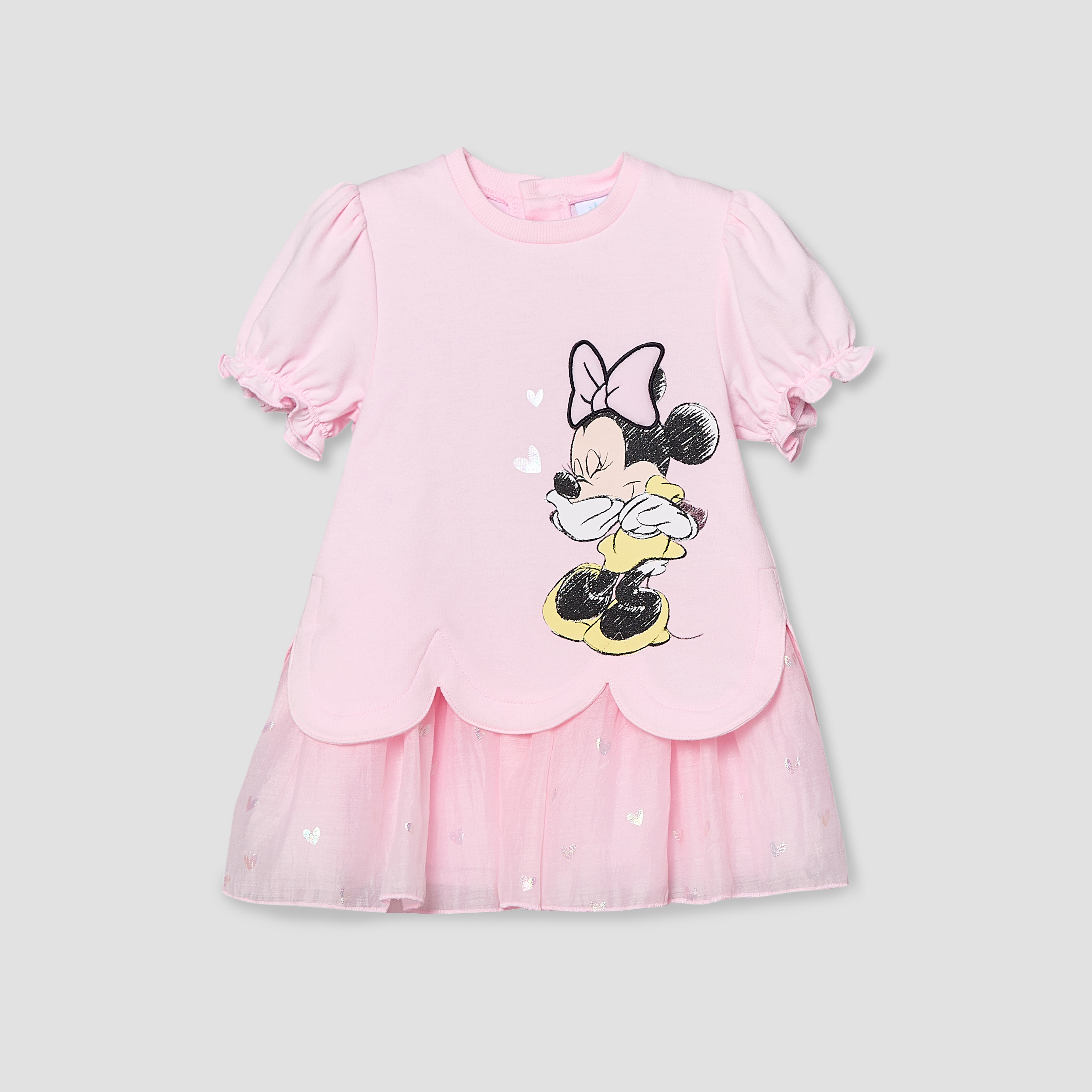 Disney Round Neck Short Sleeves Knee Length A-line Dress with Minnie Mouse Print-baby-girls-clothing-dressesandjumpsuits-image-1