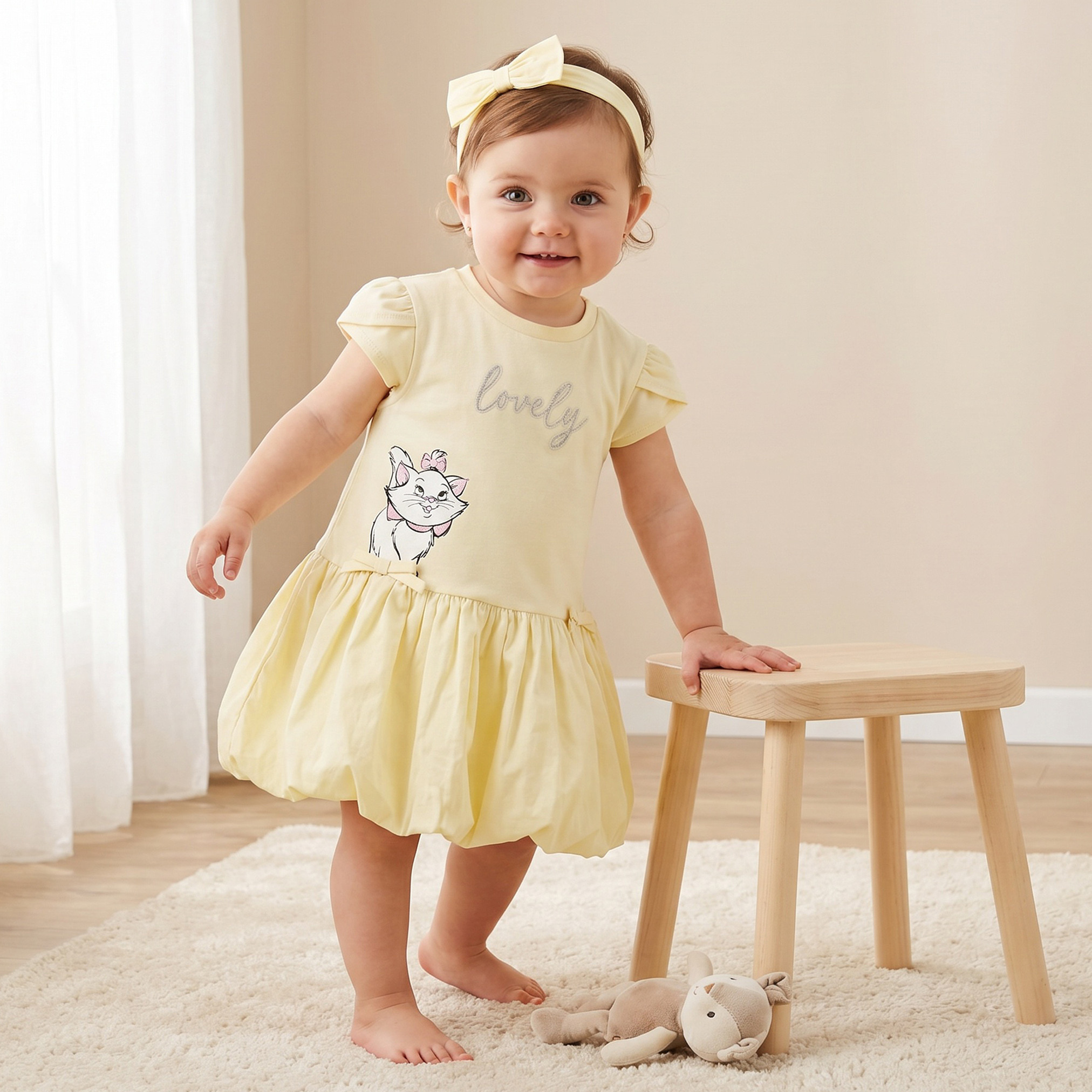 فستان طول الركبة بياقة مستديرة وأكمام قصيرة وطبعات ماري من ديزني-baby-girls-clothing-dressesandjumpsuits-image-1