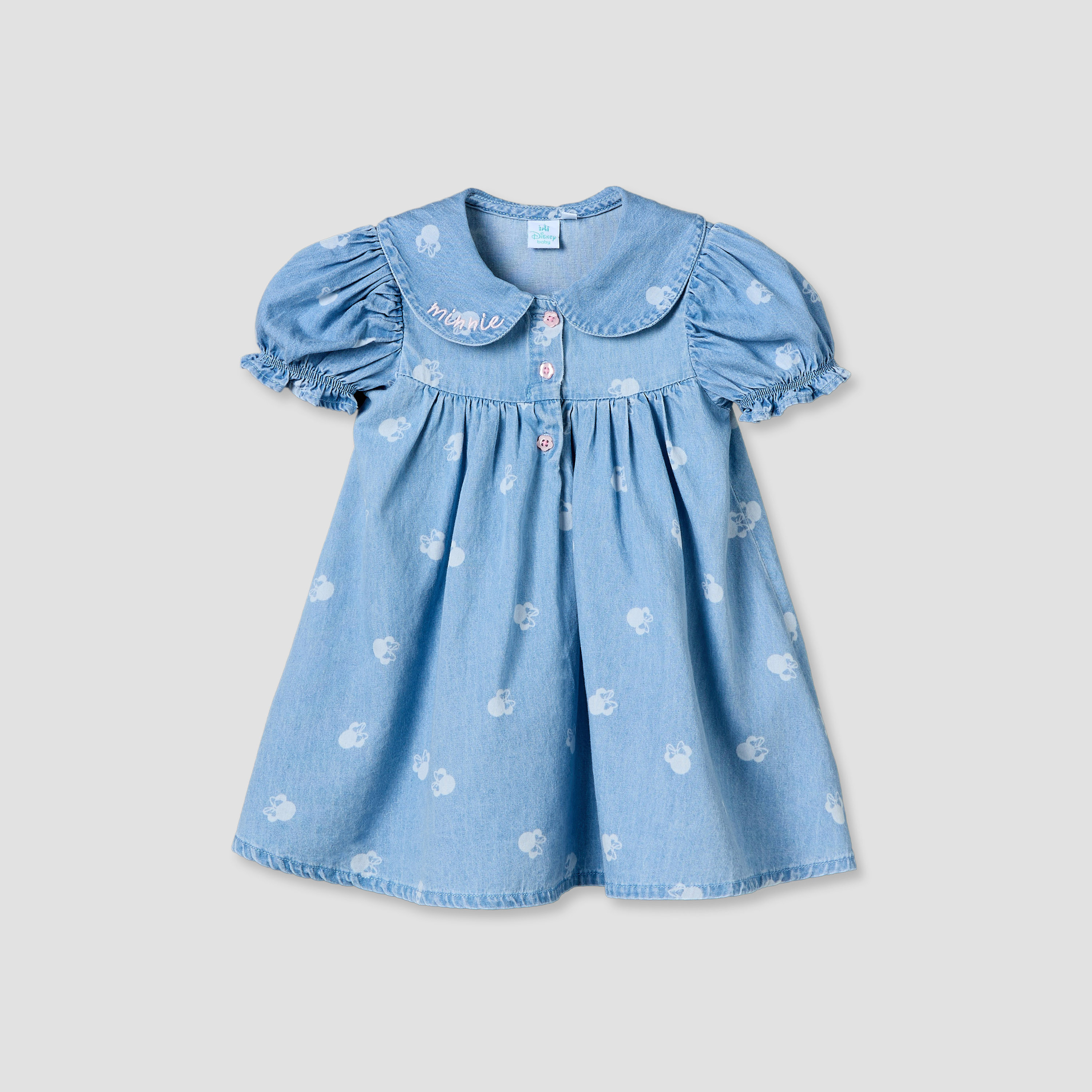 Disney Peter Pan Collar Short Sleeves Knee Length Dress with Minnie Mouse Print-baby-girls-clothing-dressesandjumpsuits-image-2