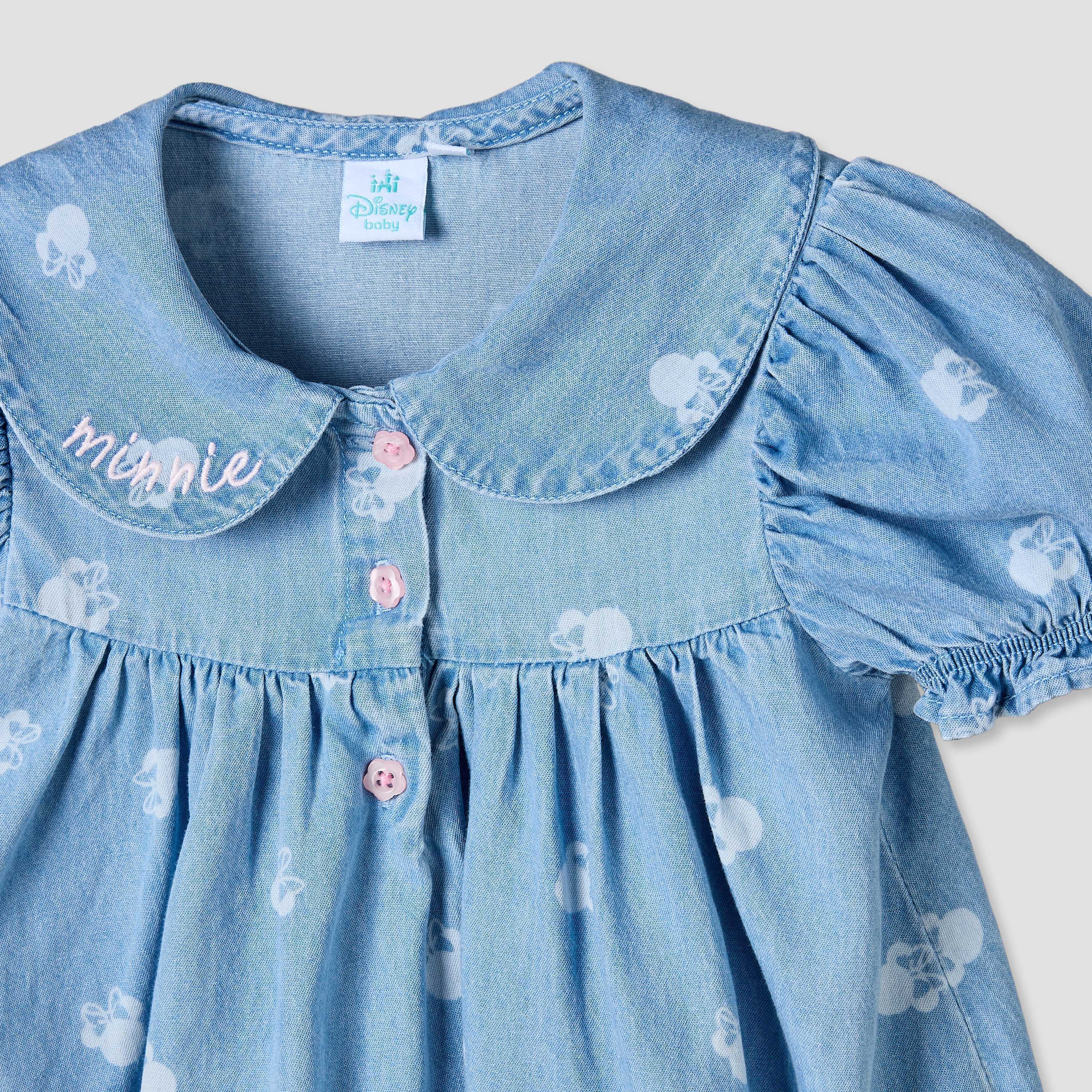 Disney Peter Pan Collar Short Sleeves Knee Length Dress with Minnie Mouse Print-baby-girls-clothing-dressesandjumpsuits-image-5