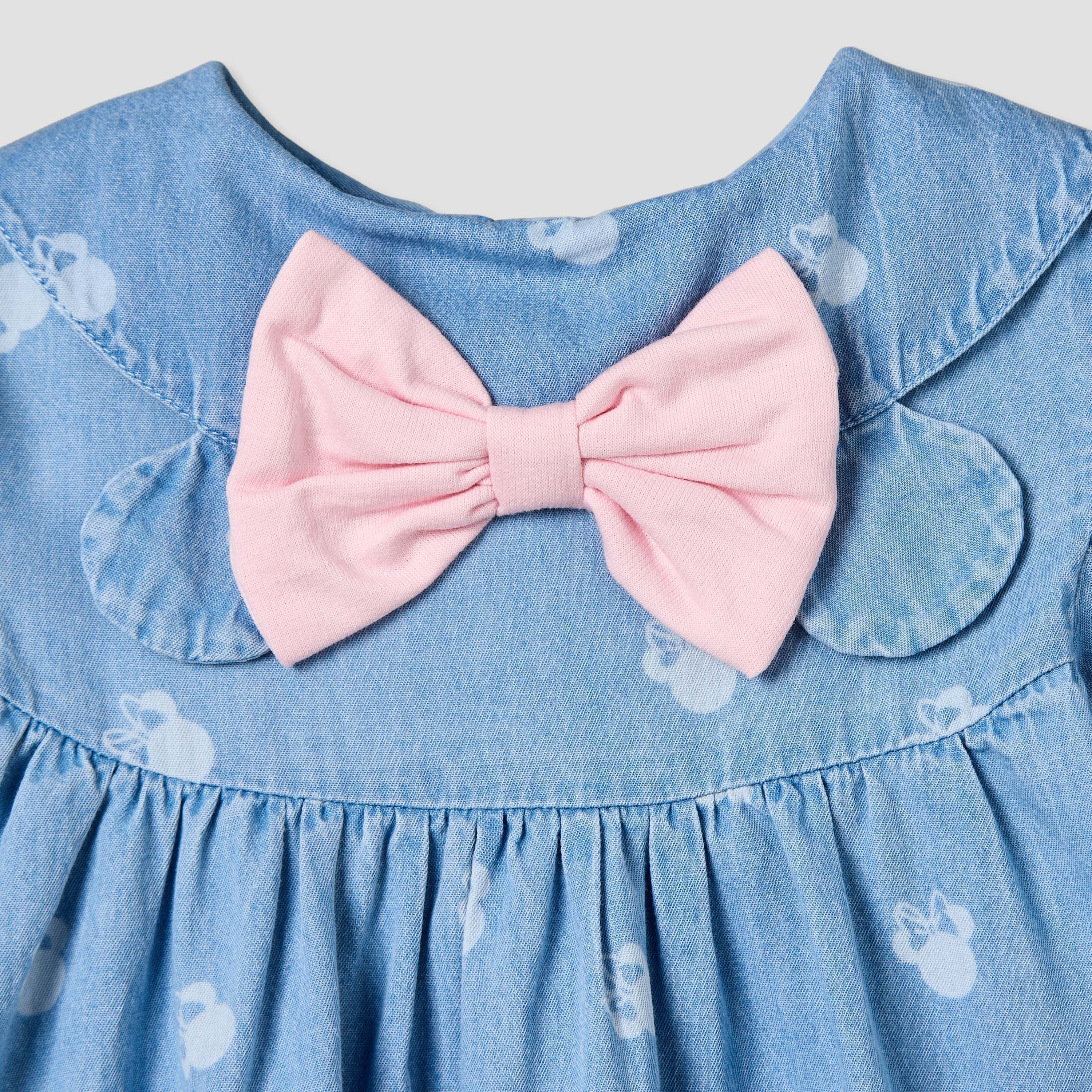 Disney Peter Pan Collar Short Sleeves Knee Length Dress with Minnie Mouse Print-baby-girls-clothing-dressesandjumpsuits-image-7