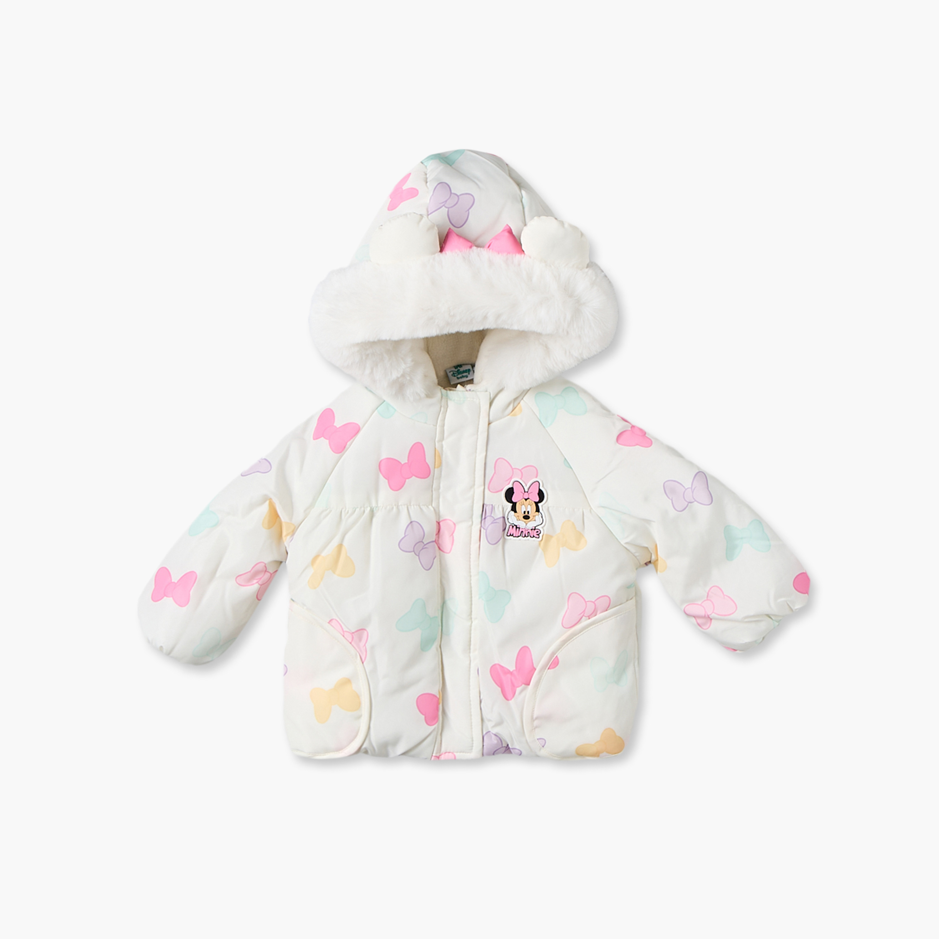 Disney Hooded Puffer Jacket with Minnie Mouse Print-baby-girls-clothing-winterwear-jacketsandcoats-image-1