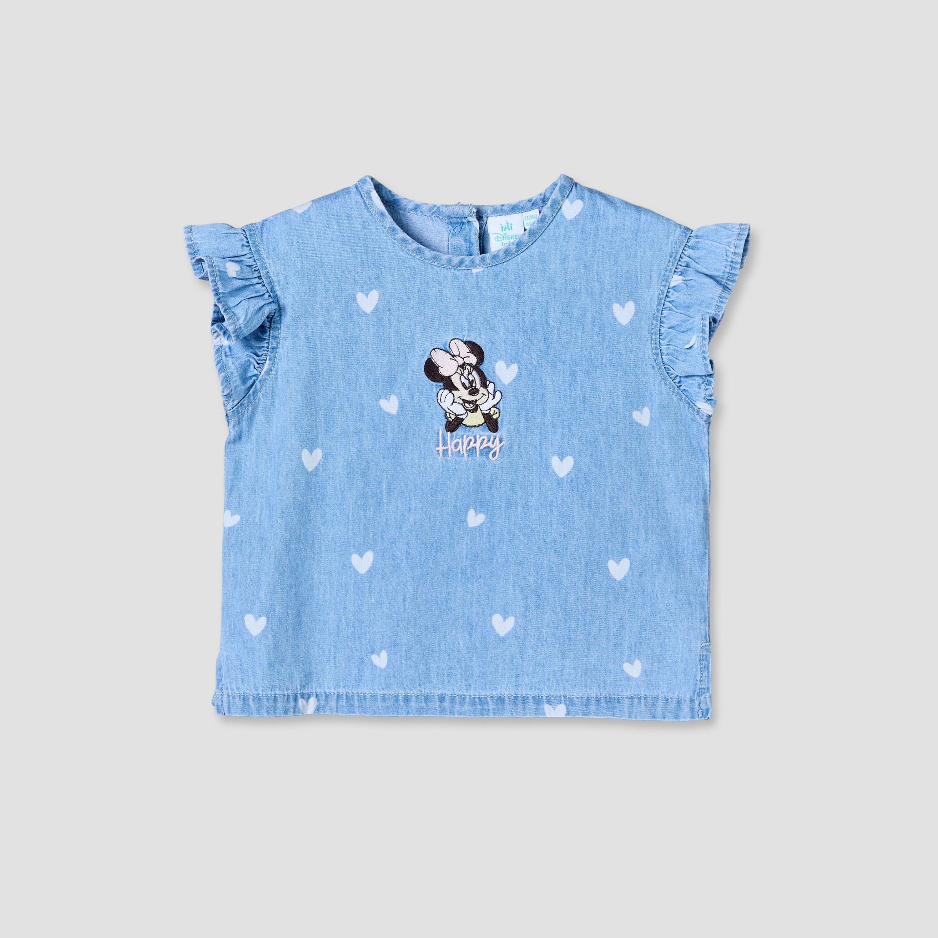 Disney Round Neck Sleeveless Denim Top and Wide Leg Pants Set with Minnie Mouse Applique-baby-girls-clothing-setsandcoords-image-2