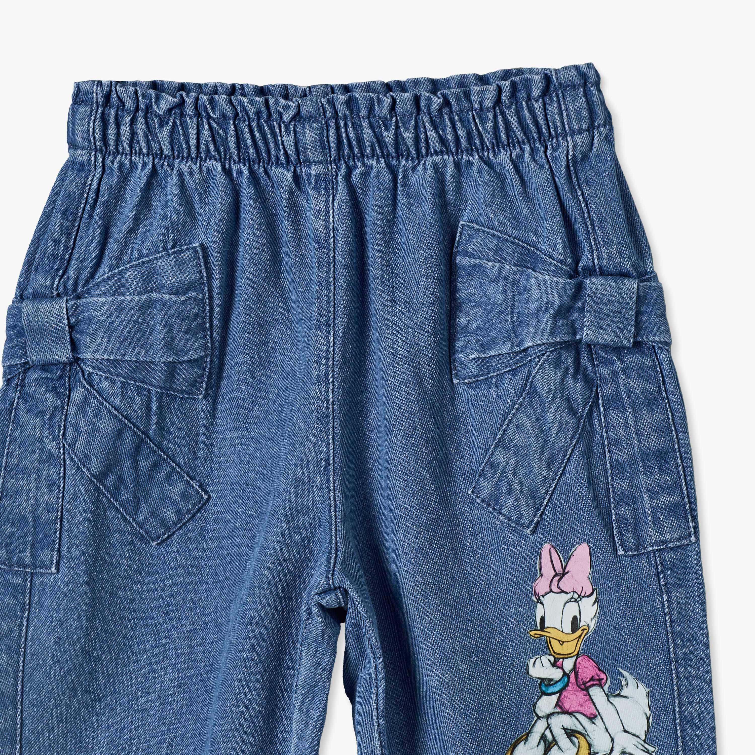 جينز بخصر مطاطي بطبعة ميني ماوس وديزي داك من ديزني-baby-girls-clothing-bottoms-jeans-image-3