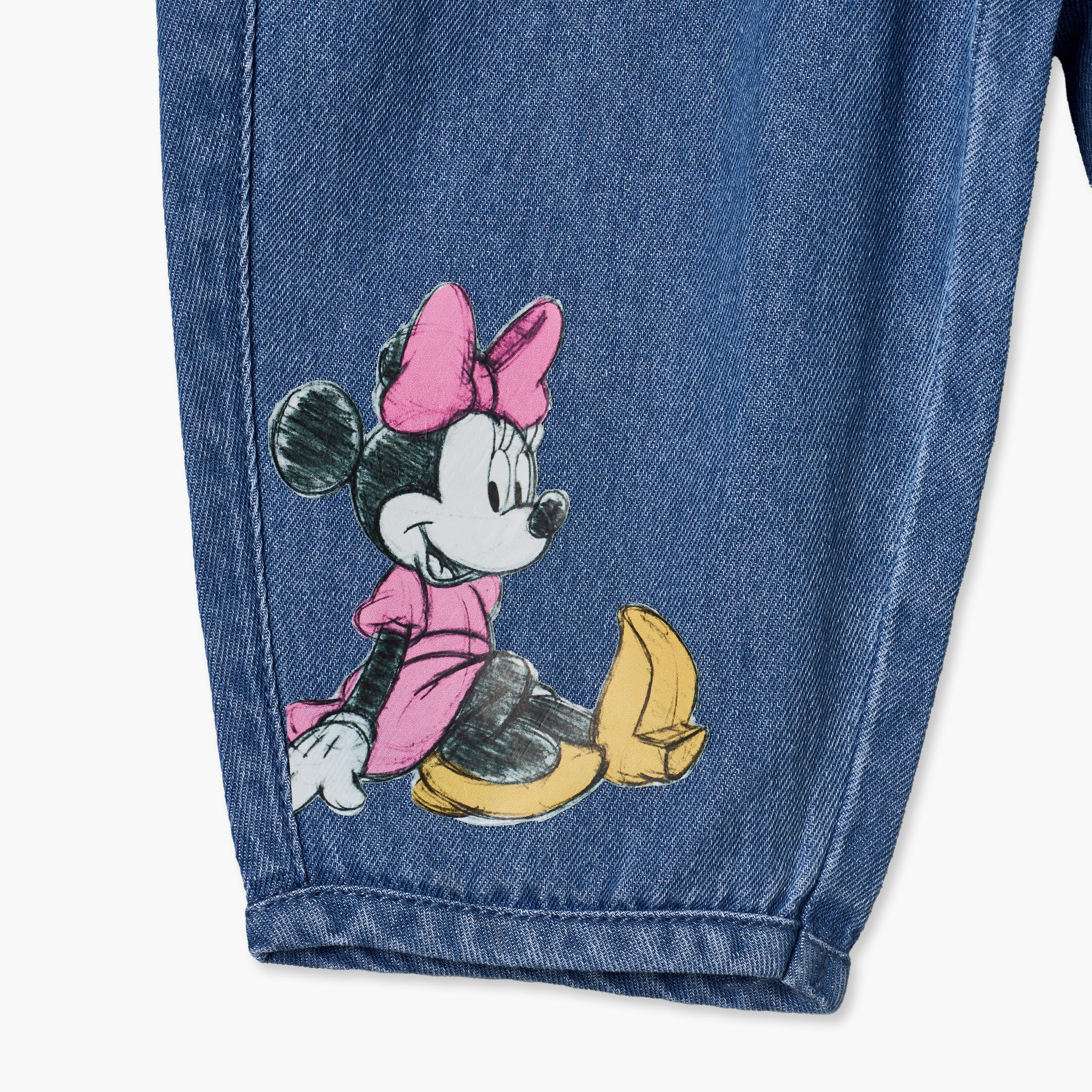 جينز بخصر مطاطي بطبعة ميني ماوس وديزي داك من ديزني-baby-girls-clothing-bottoms-jeans-image-4
