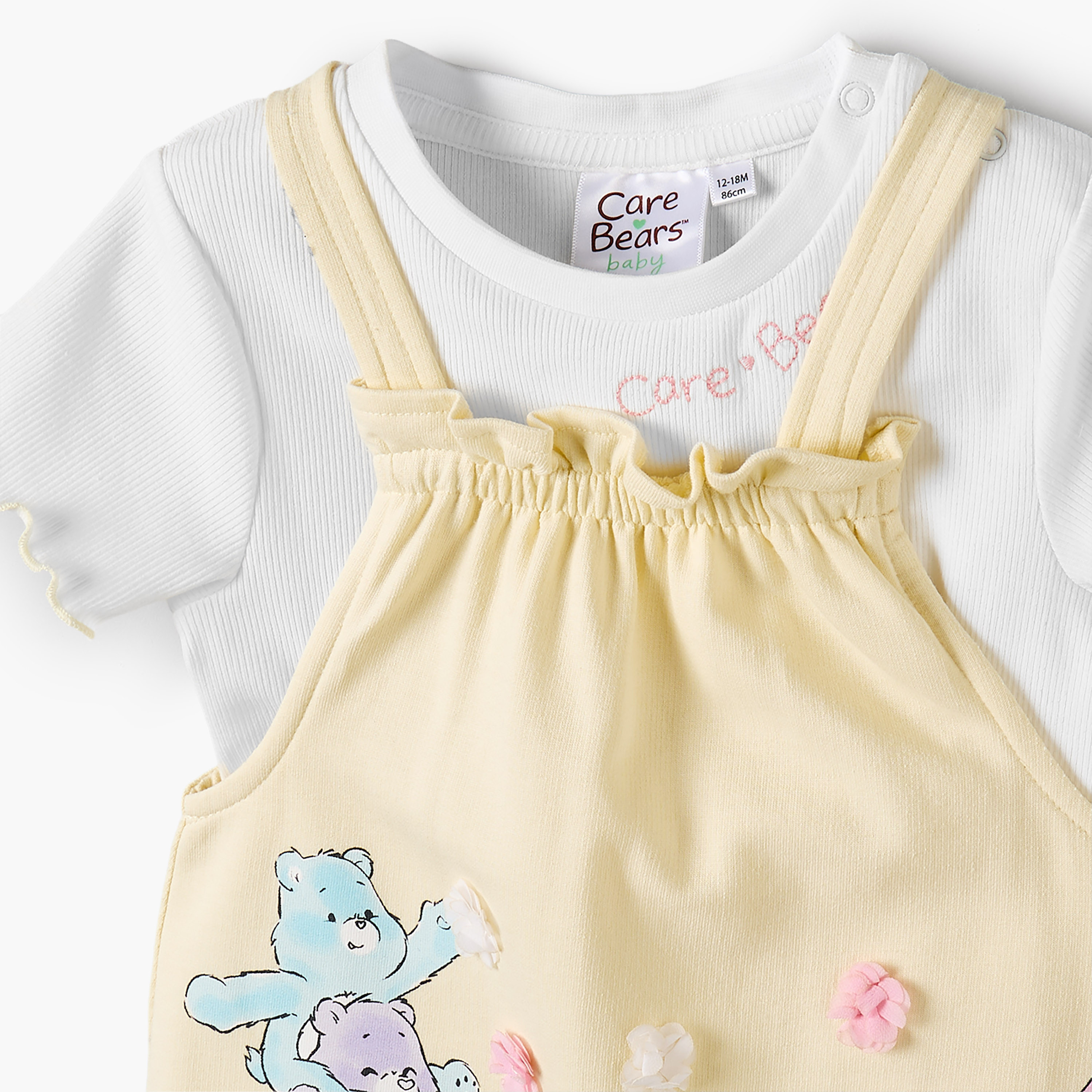 Cloud Co Crew Neck Short Sleeves T-shirt and Dungaree Set with Care Bears Print-baby-girls-clothing-setsandcoords-image-6