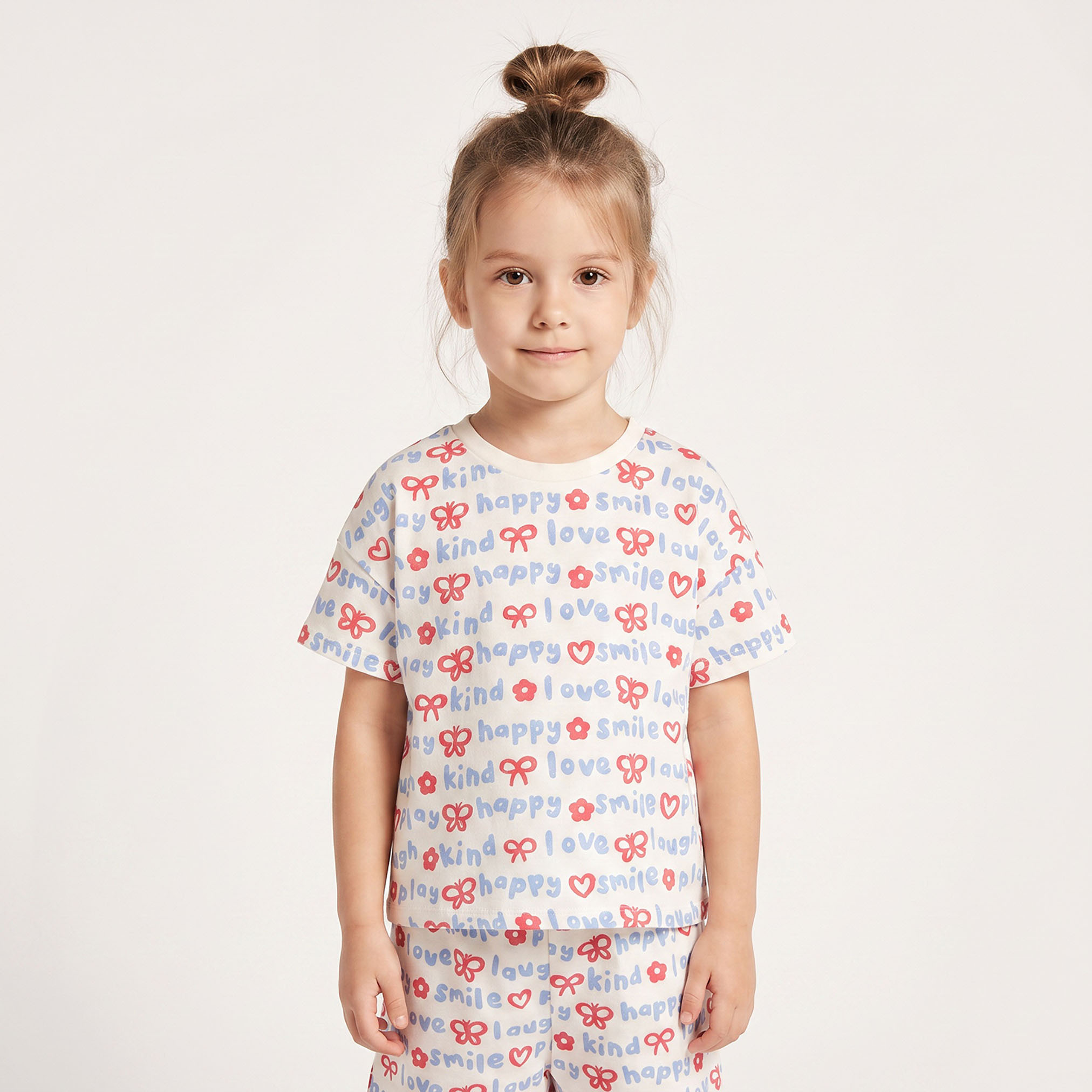 Juniors Crew Neck Short Sleeves T-shirt with Typographic Print-girls-clothing-tshirts-image-1