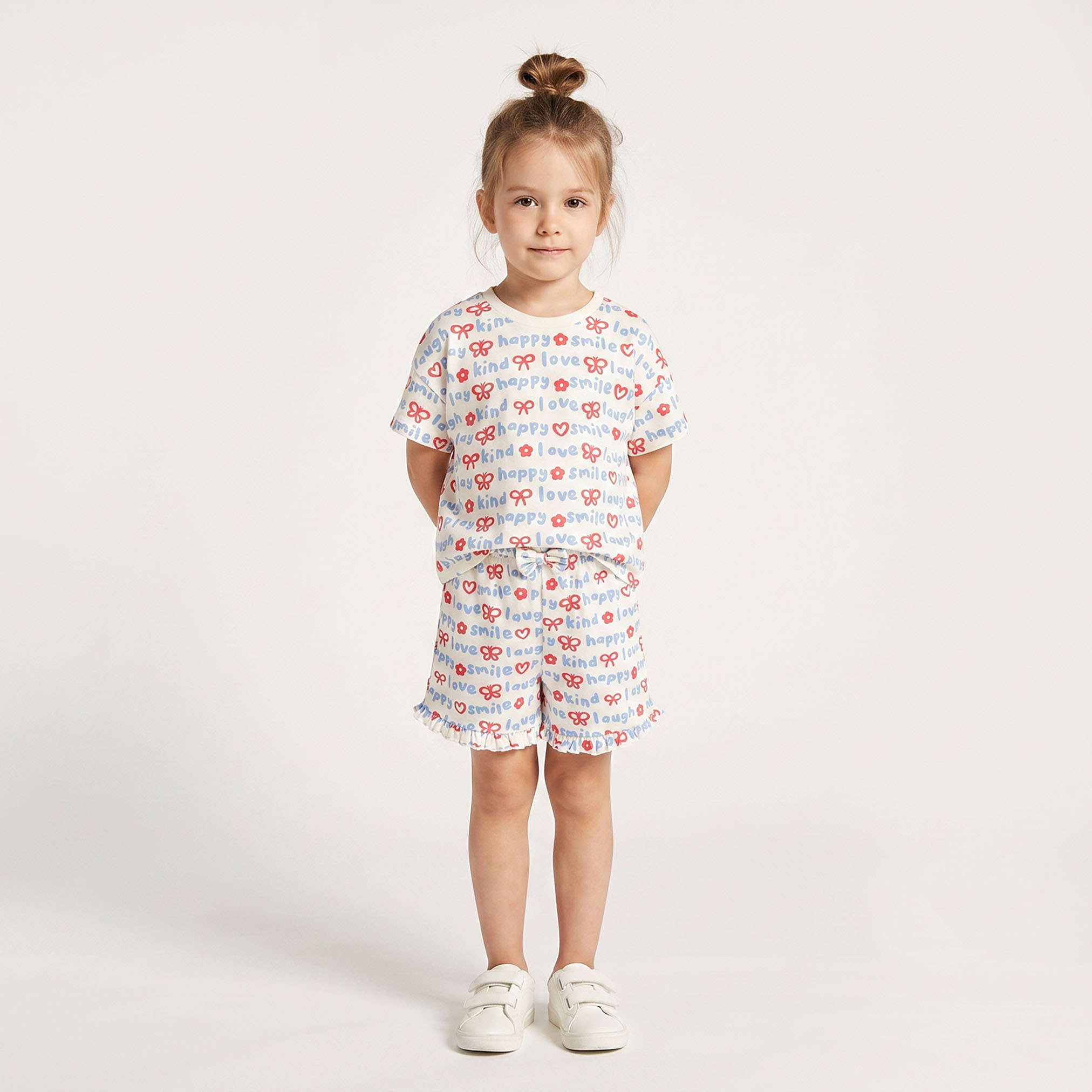 Juniors Crew Neck Short Sleeves T-shirt with Typographic Print-girls-clothing-tshirts-image-4