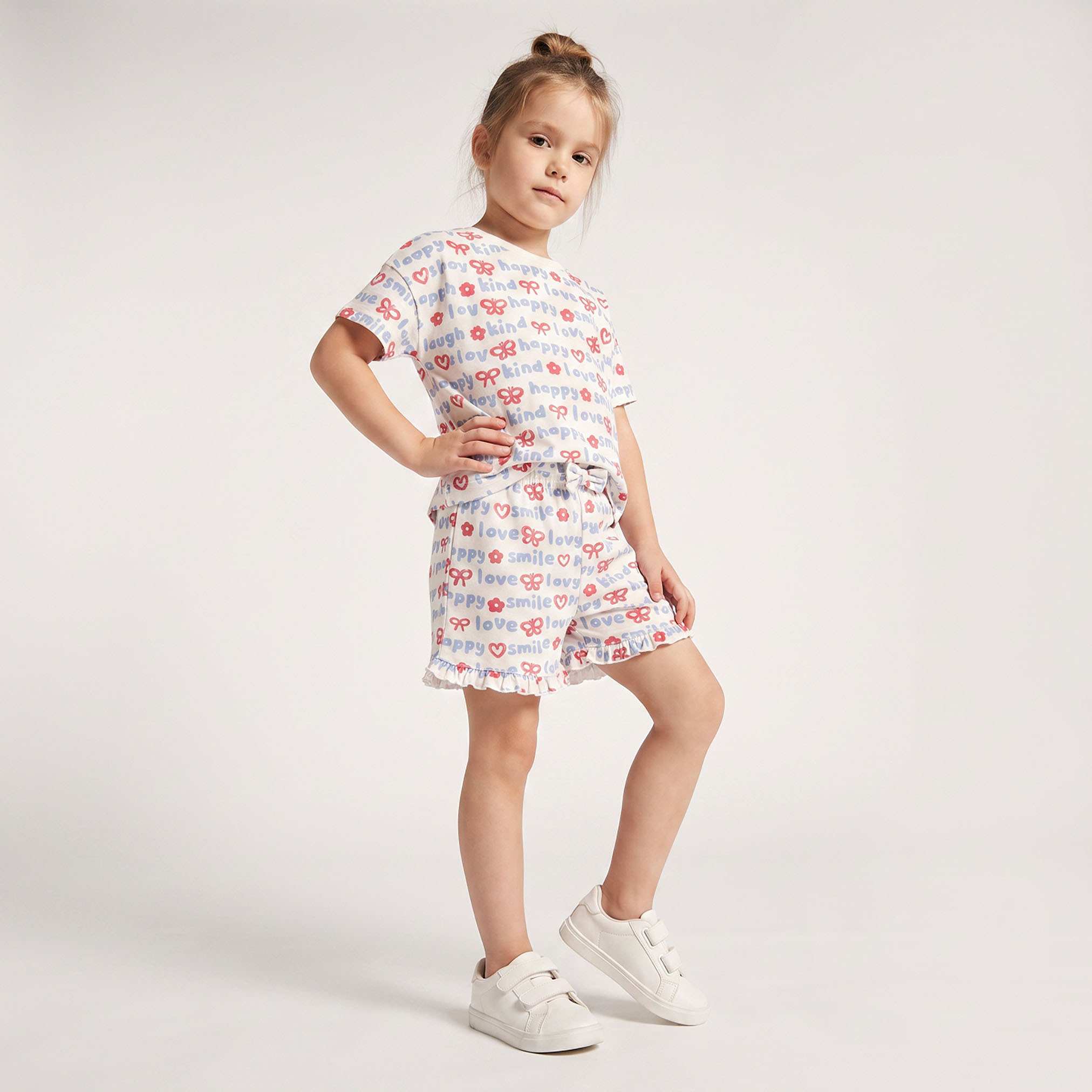 Juniors Crew Neck Short Sleeves T-shirt with Typographic Print-girls-clothing-tshirts-image-5