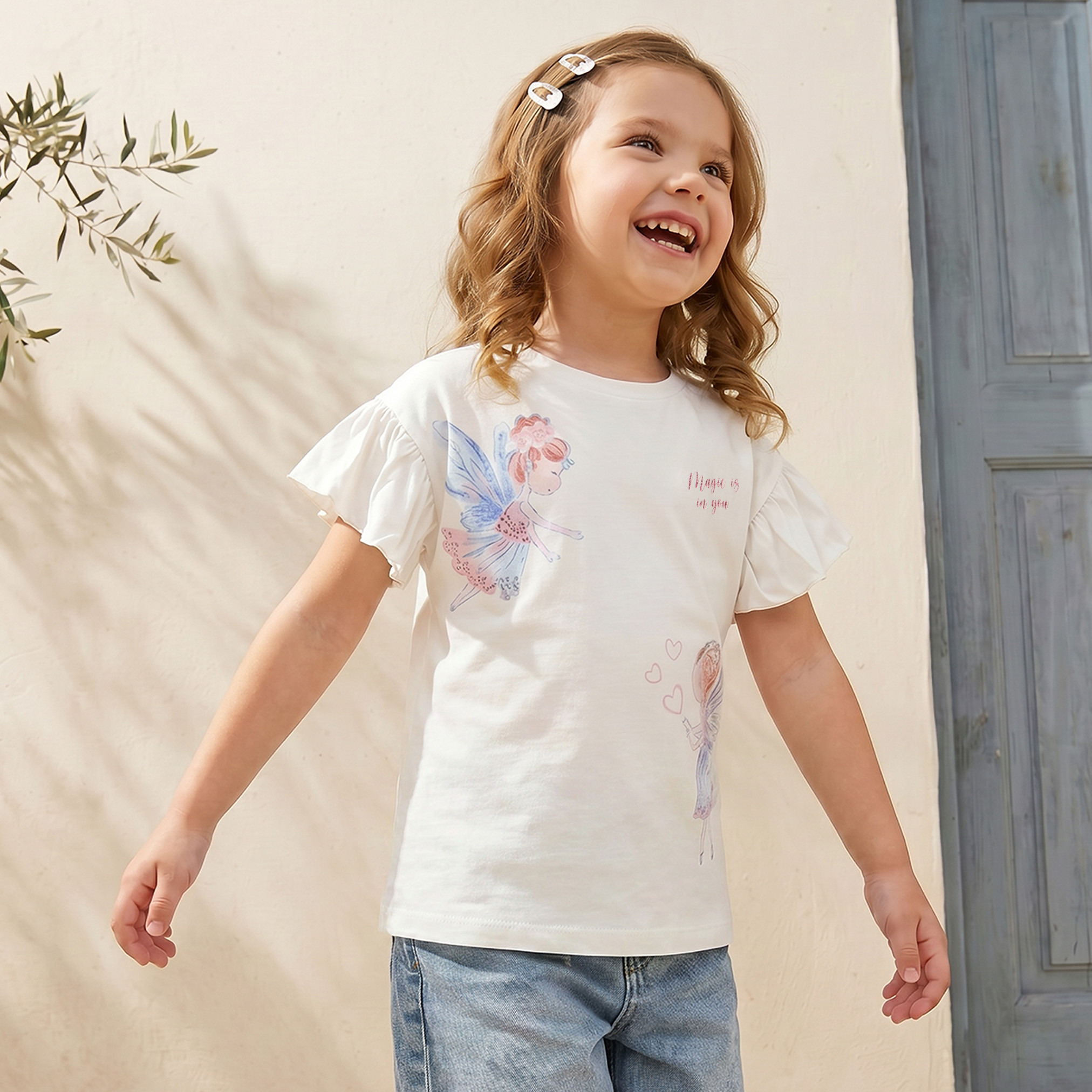 بلوزة بياقة ضيقة وأكمام قصيرة وطبعات من جونيورز-baby-girls-clothing-blousesandshirts-image-1