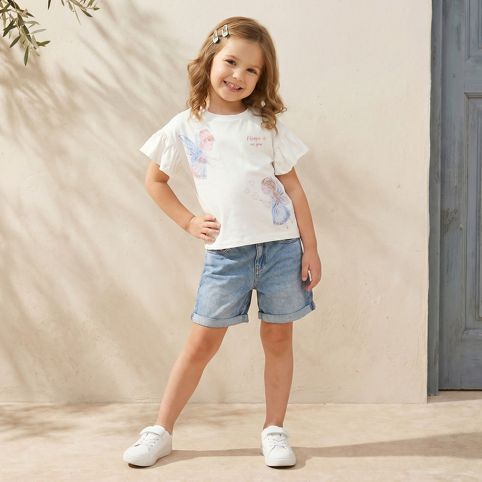 بلوزة بياقة ضيقة وأكمام قصيرة وطبعات من جونيورز-baby-girls-clothing-blousesandshirts-image-5