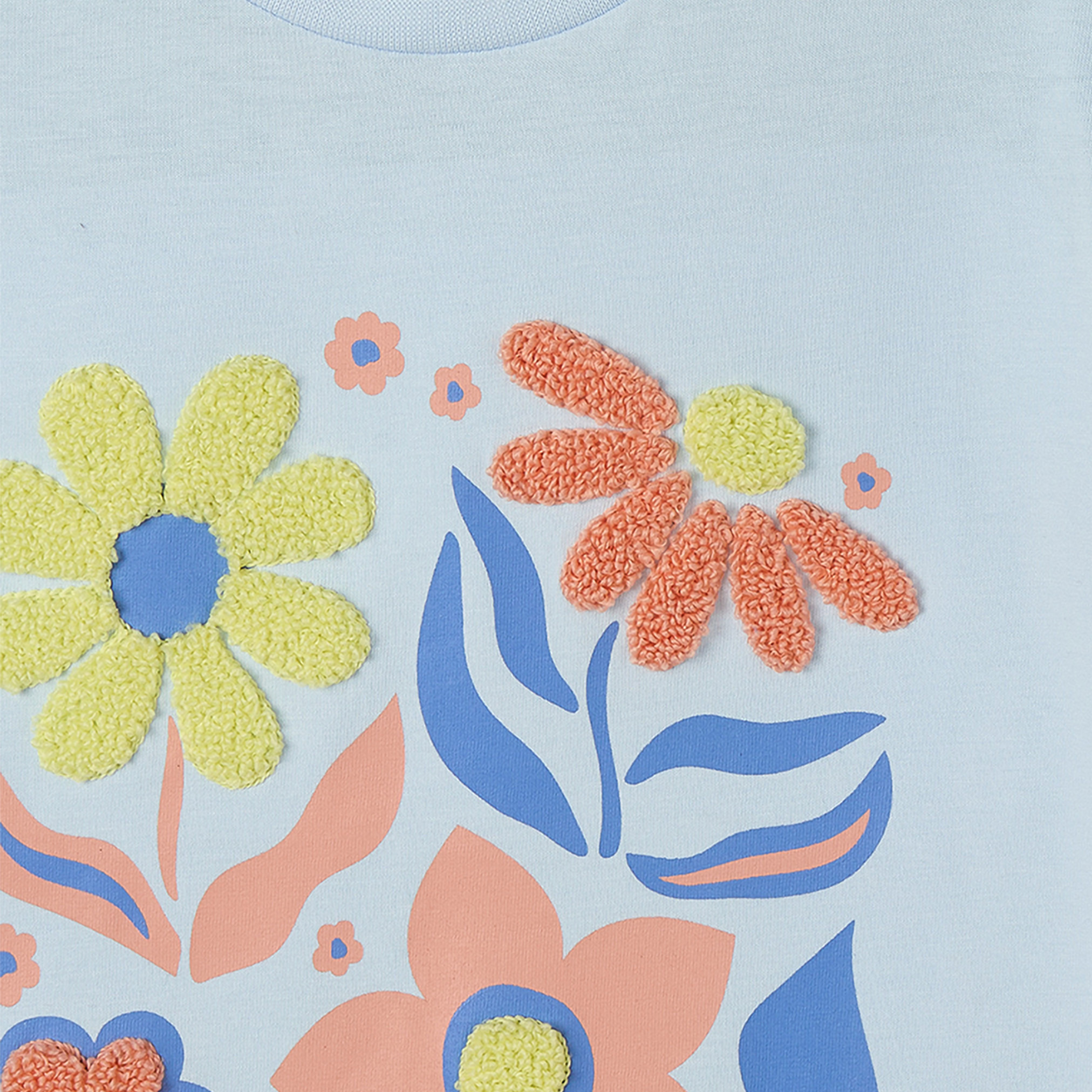 Juniors Crew Neck Short Sleeves T-shirt with Floral Print-girls-clothing-tshirts-image-4