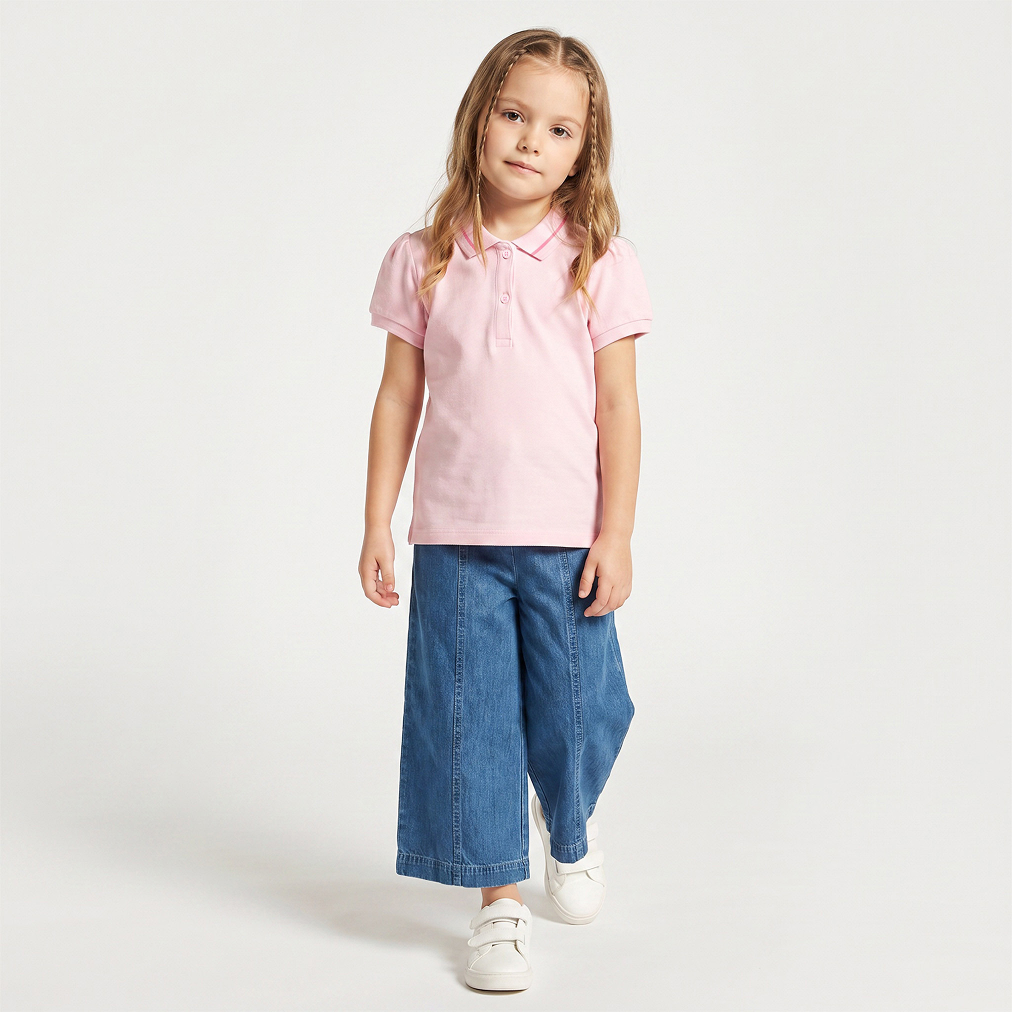 Juniors Polo Neck Short Sleeves T-shirt-girls-clothing-tshirts-image-2