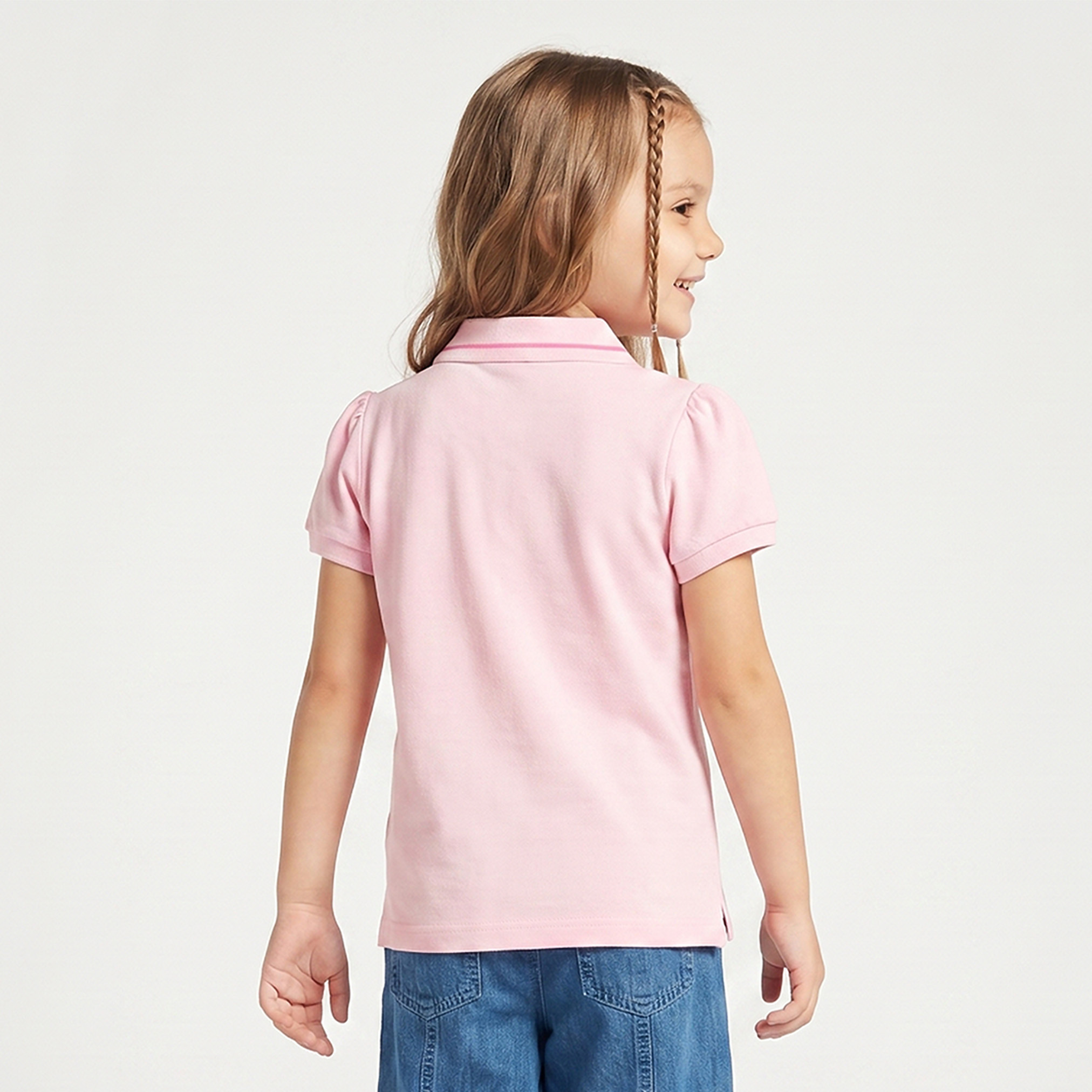 Juniors Polo Neck Short Sleeves T-shirt-girls-clothing-tshirts-image-3