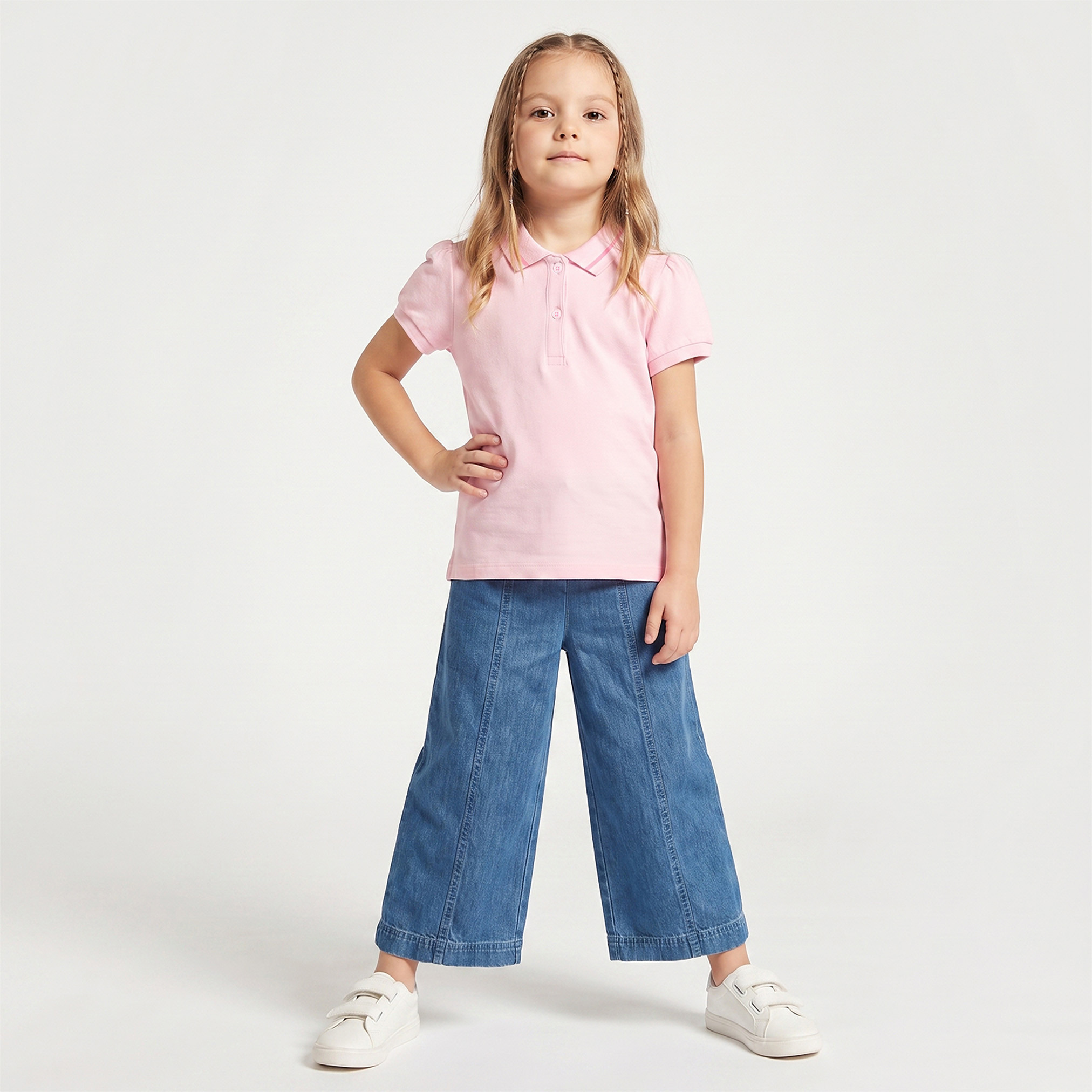 Juniors Polo Neck Short Sleeves T-shirt-girls-clothing-tshirts-image-5