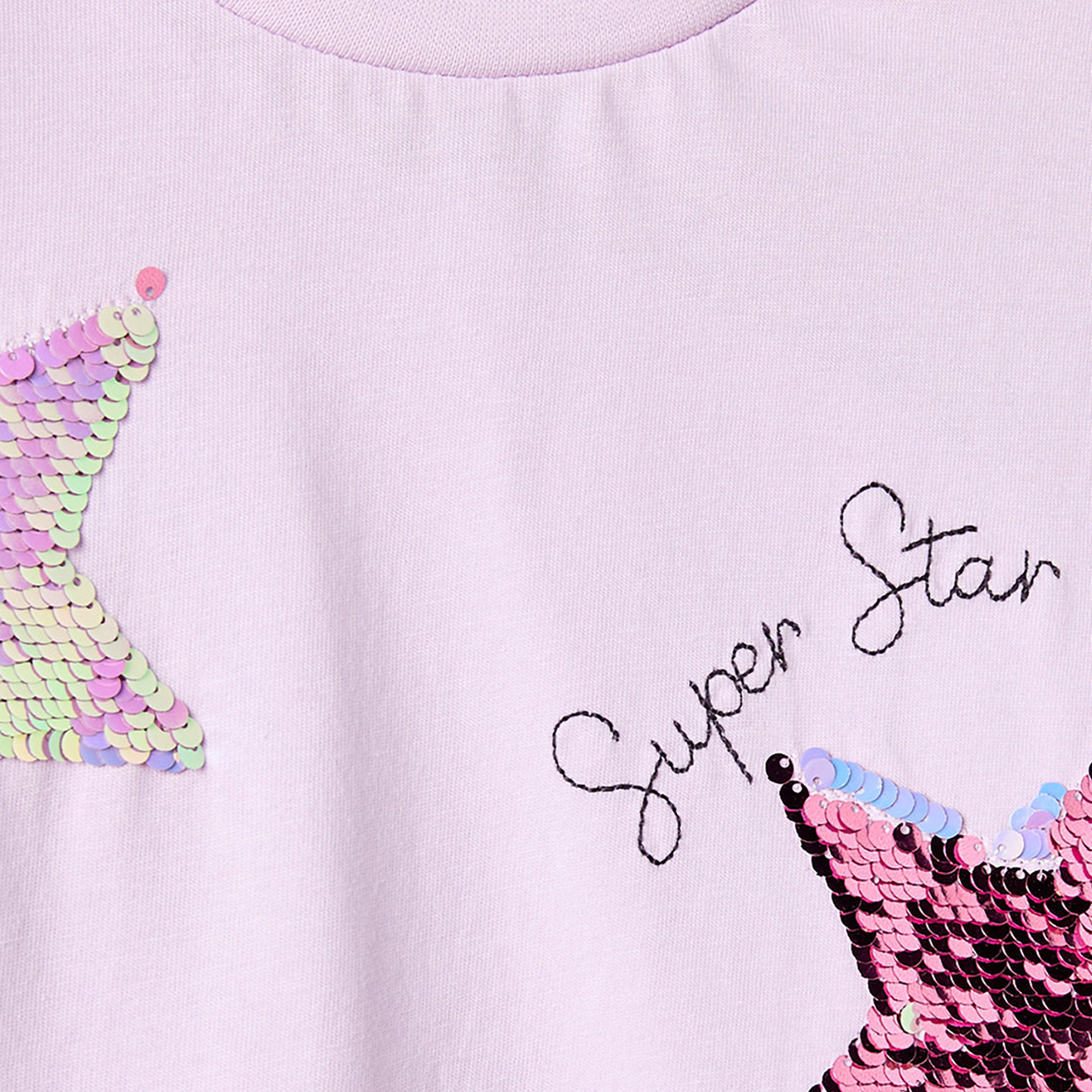تيشيرت بياقة ضيقة وأكمام طويلة نجمة مرصّعة بالترتر من جونيورز-girls-clothing-tshirts-image-4