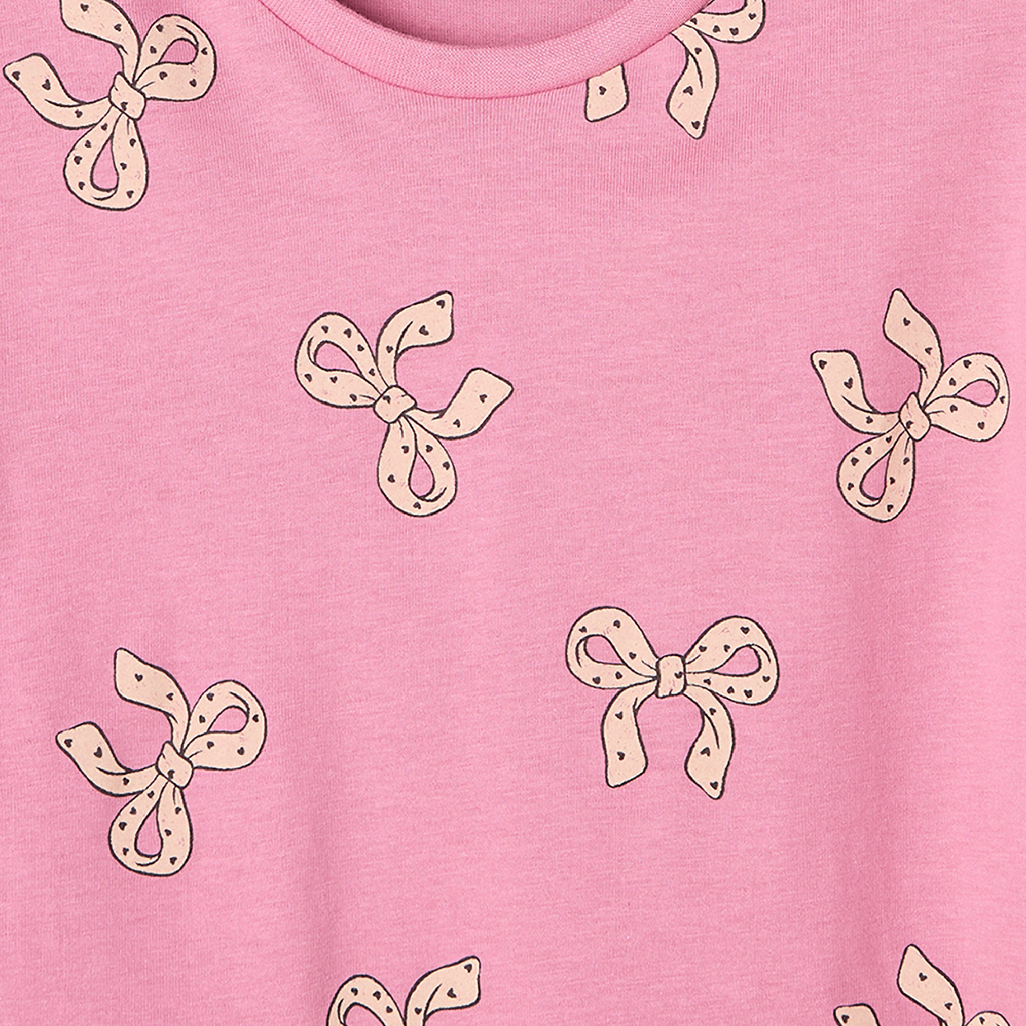 Juniors Crew Neck Long Sleeves T-shirt with Bow Print-girls-clothing-tshirts-image-5