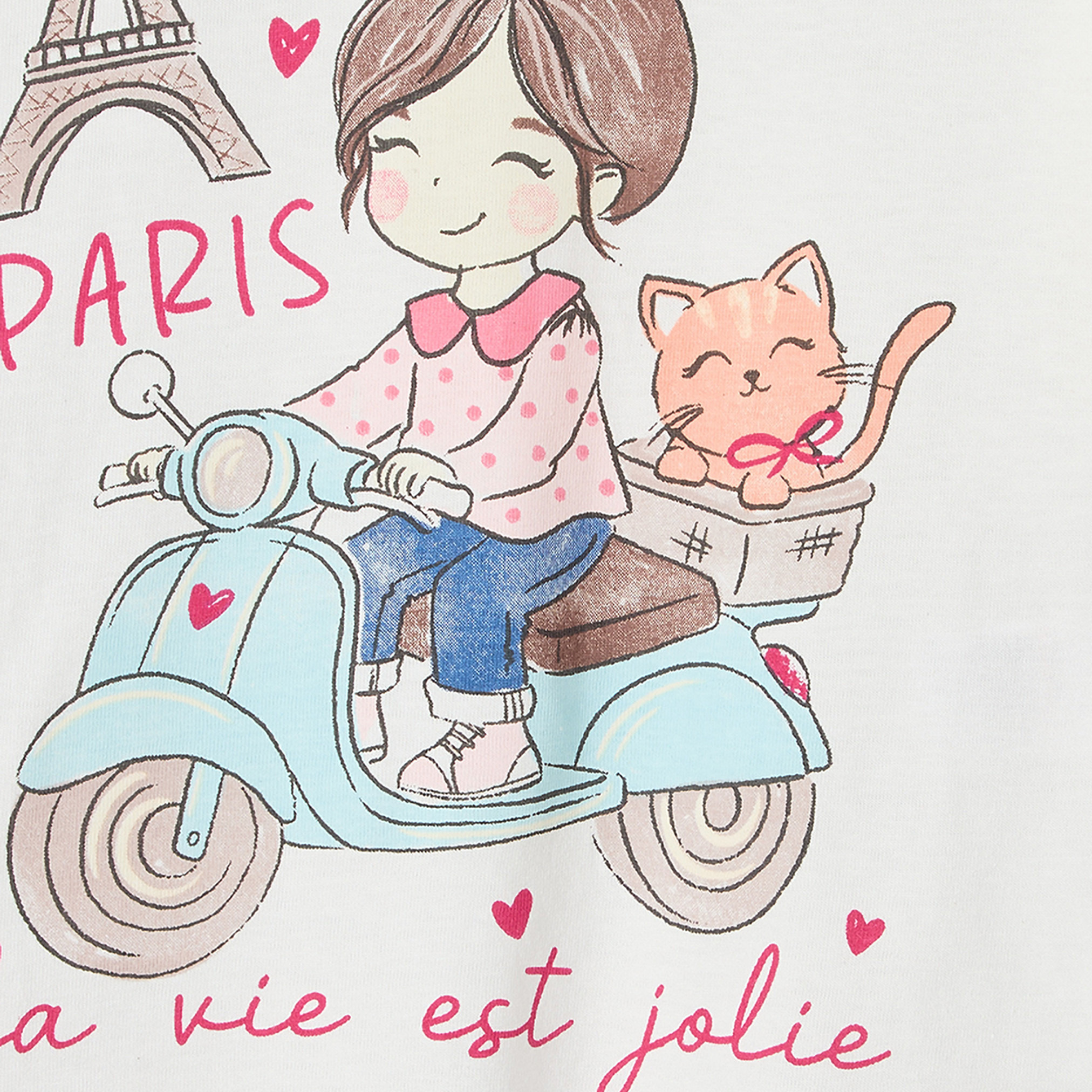 Juniors Round Neck Long Sleeves T-shirt with Paris Print-girls-clothing-tshirts-image-6
