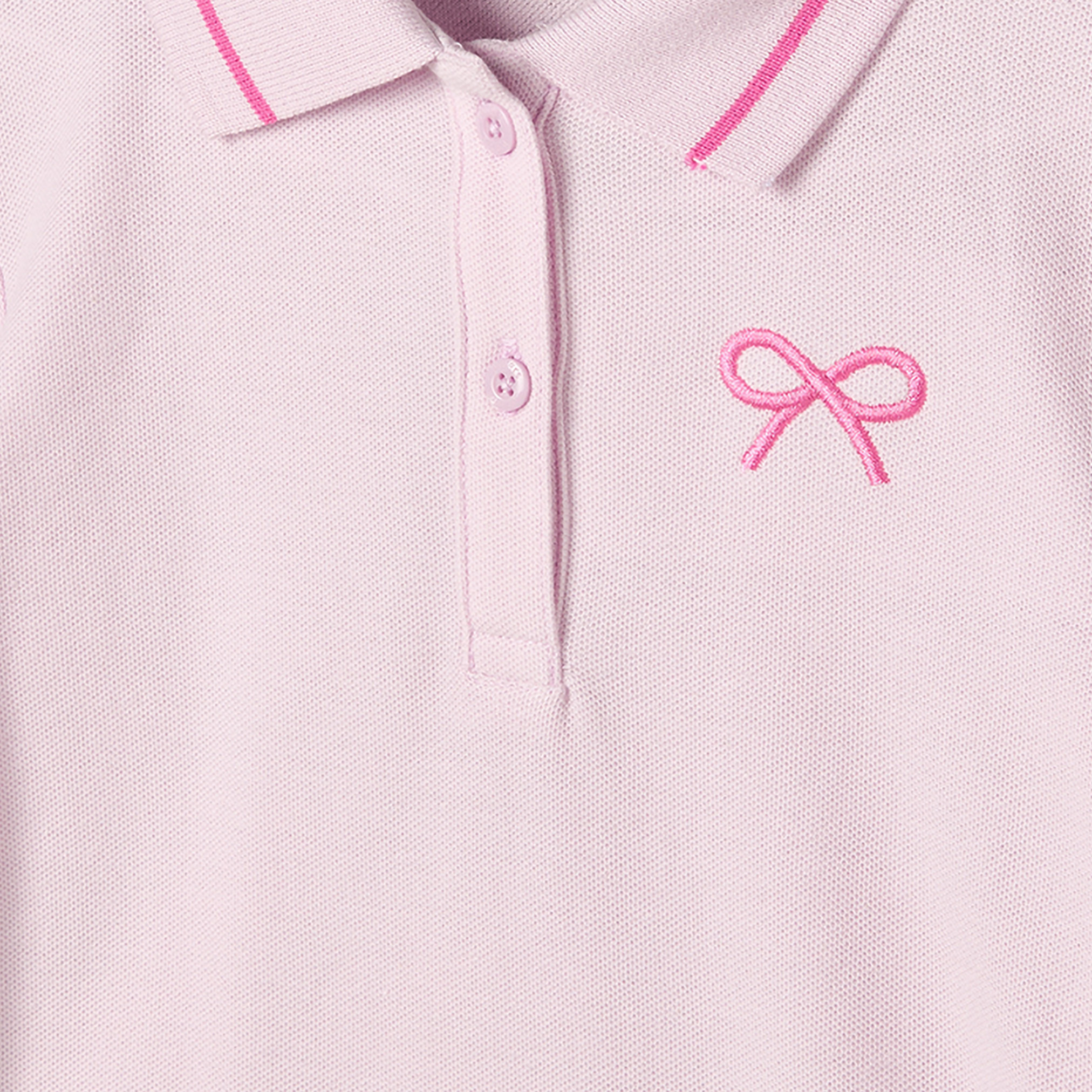 Juniors Collared Long Sleeves Polo T-shirt with Bow Embroidery-girls-clothing-tshirts-image-5